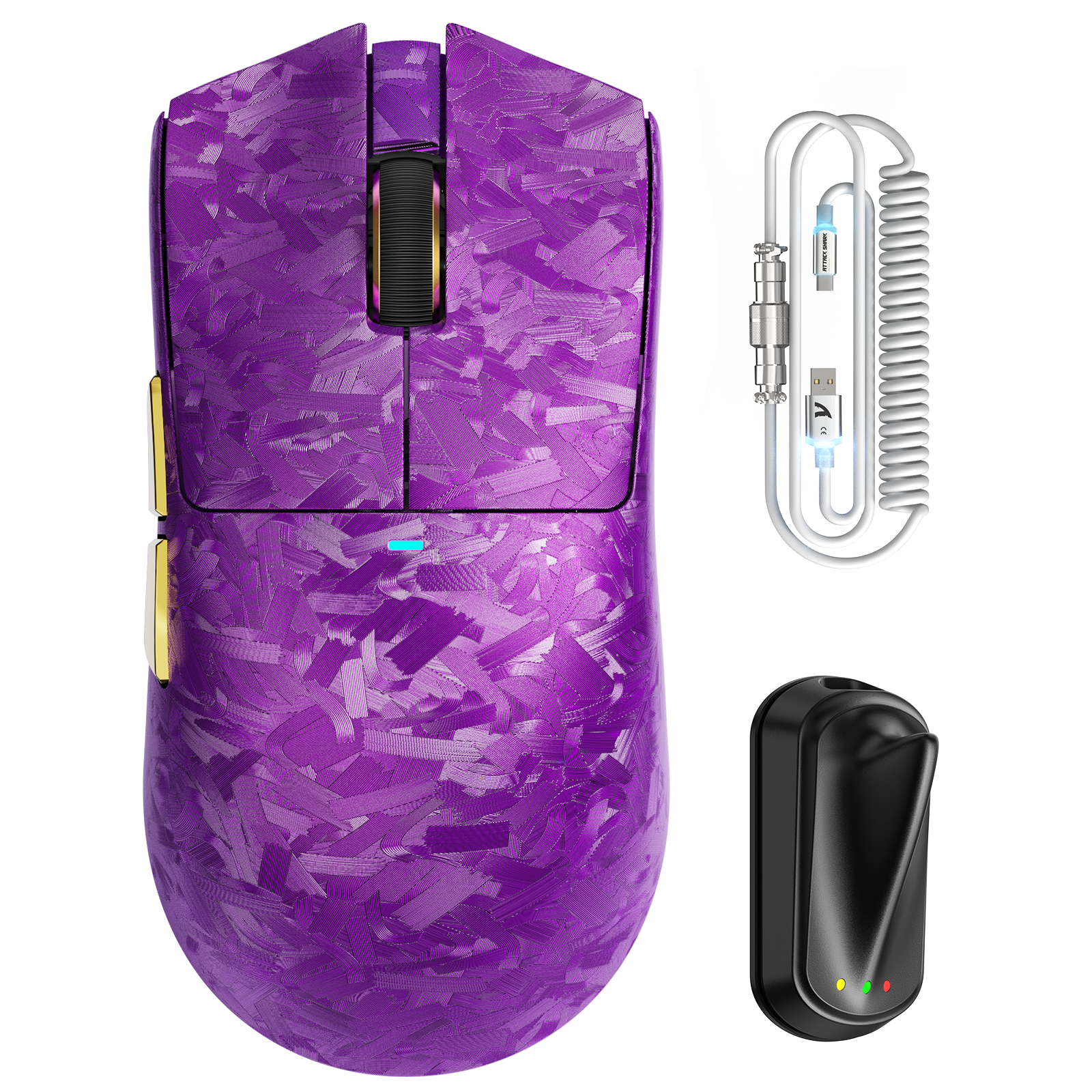 Souris gaming sans fil ATTACK SHARK X11 ULTRA en fibre de carbone avec câble LED C06 Ultra