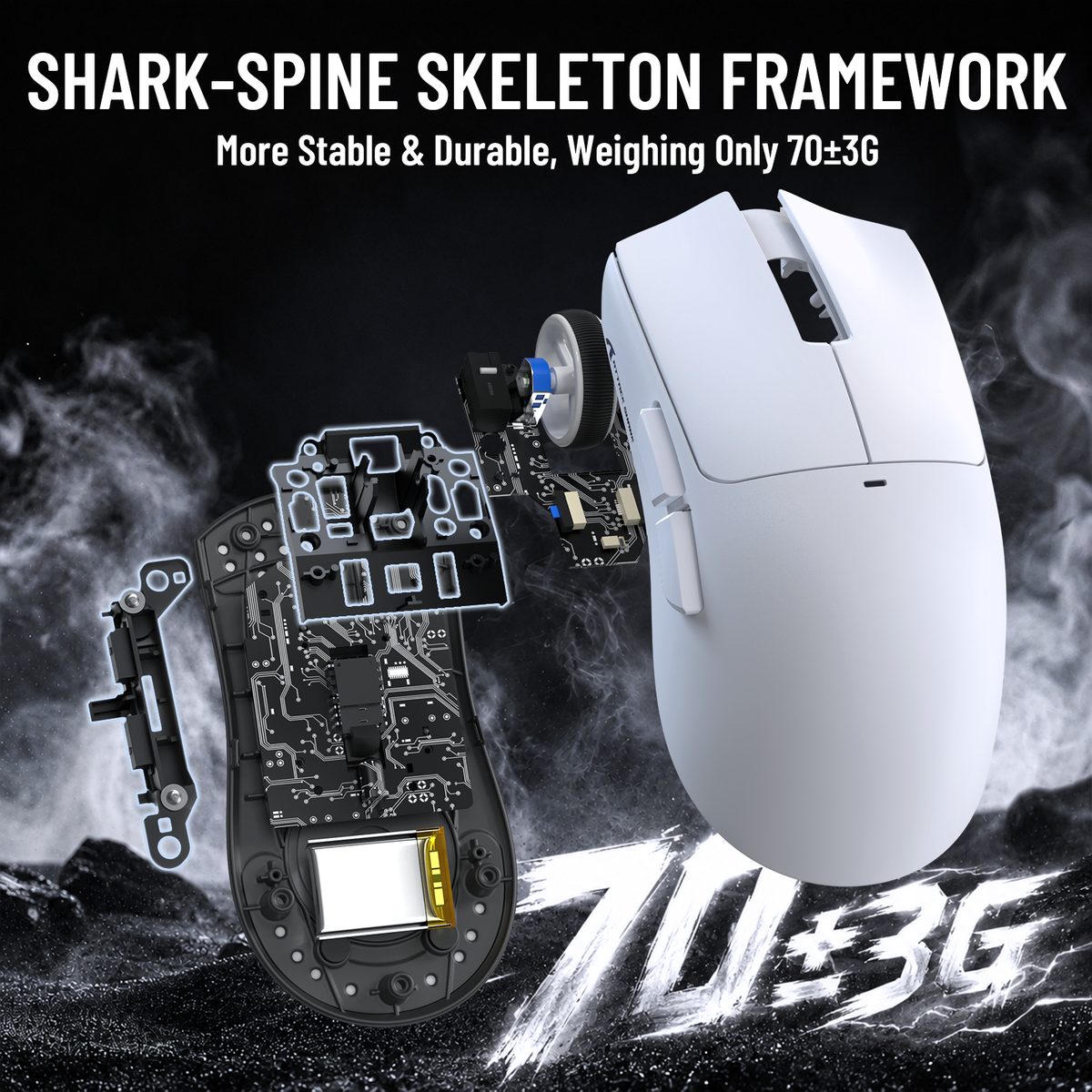 Souris de jeu sans fil ATTACK SHARK X11 PRO V2 avec écran TFT, station de charge et câble enroulé C06