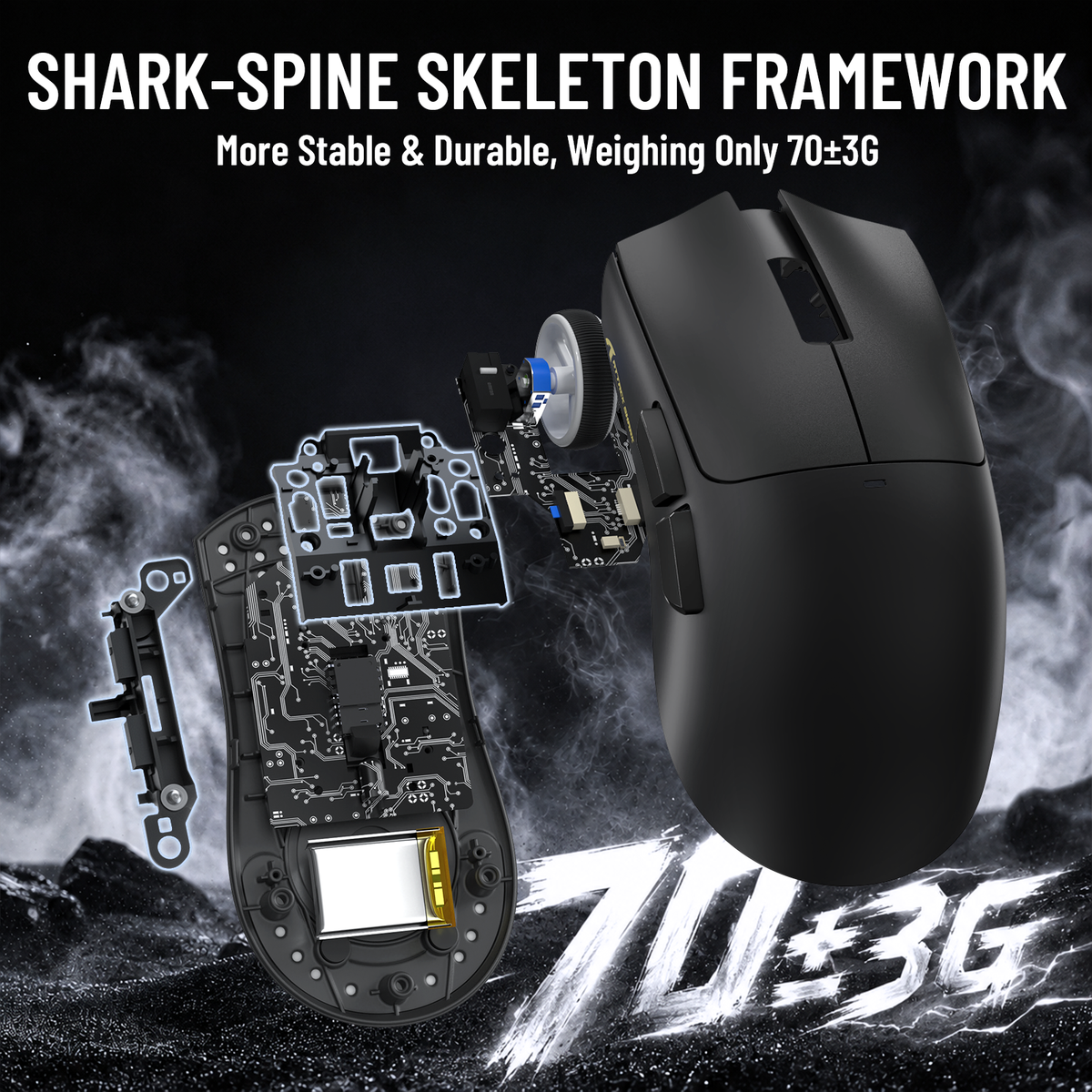 Souris de jeu sans fil ATTACK SHARK X11 PRO V2 avec écran TFT, station de charge et câble enroulé C06