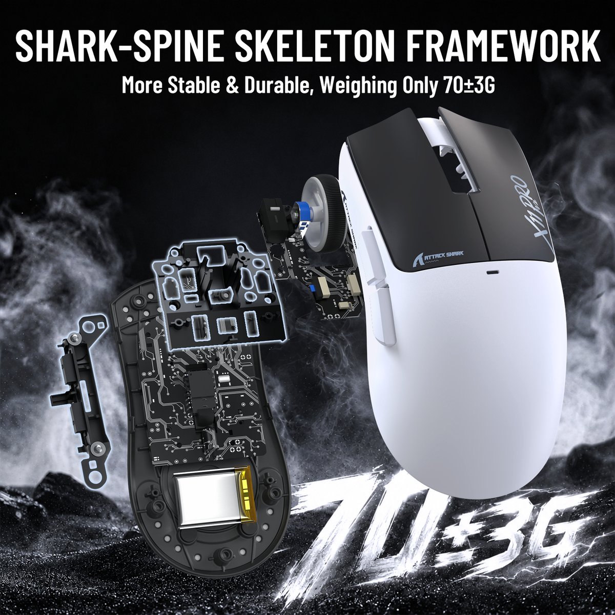 Souris de jeu sans fil ATTACK SHARK X11 PRO V2 avec écran TFT, station de charge et câble enroulé C06