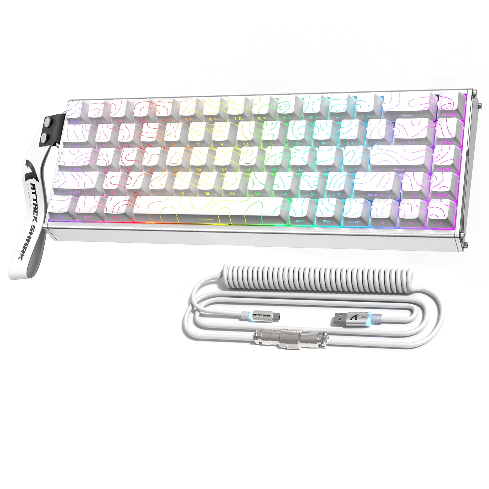 Clavier ATTACK SHARK X68MAX HE à déclenchement rapide en aluminium CNC avec interrupteur magnétique et câble spiralé C01Ultra RGB