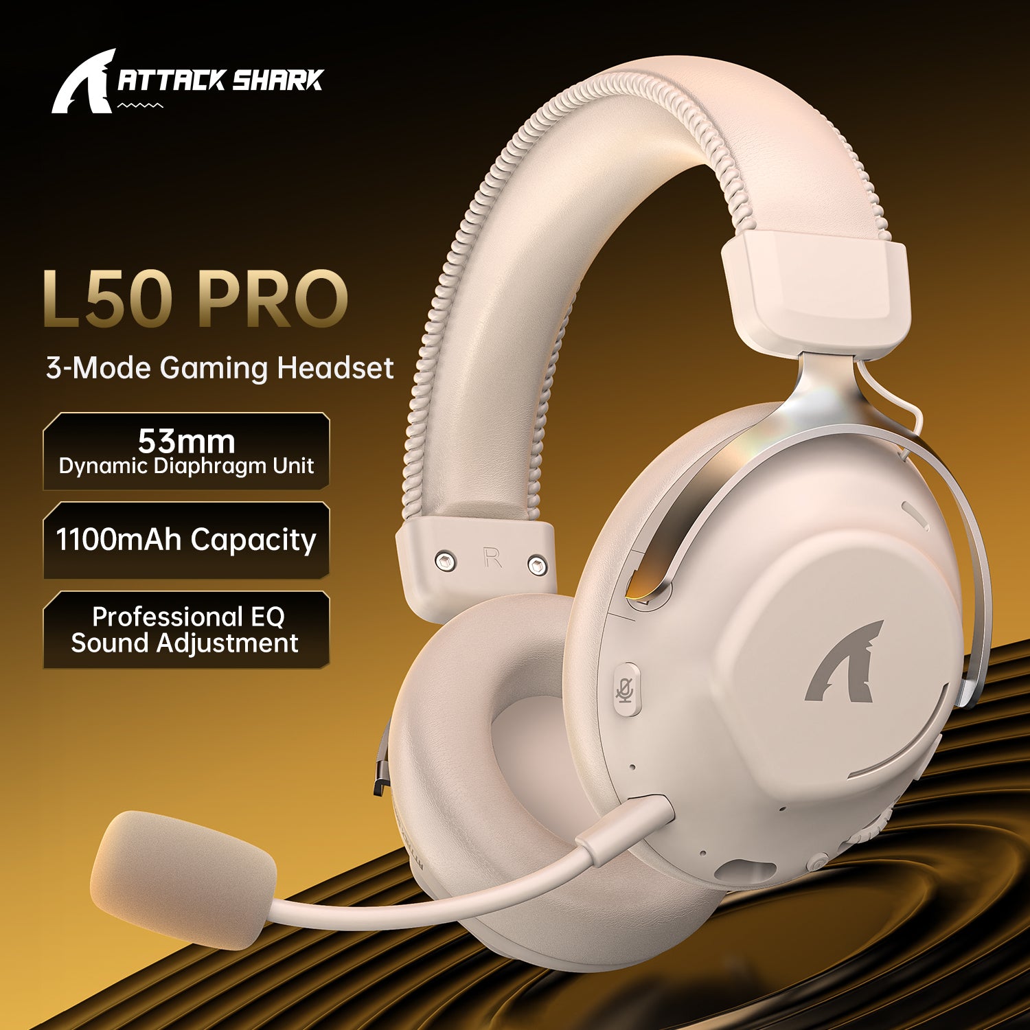 Casque de jeu sans fil ATTACK SHARK L50PRO à connexion tri-mode