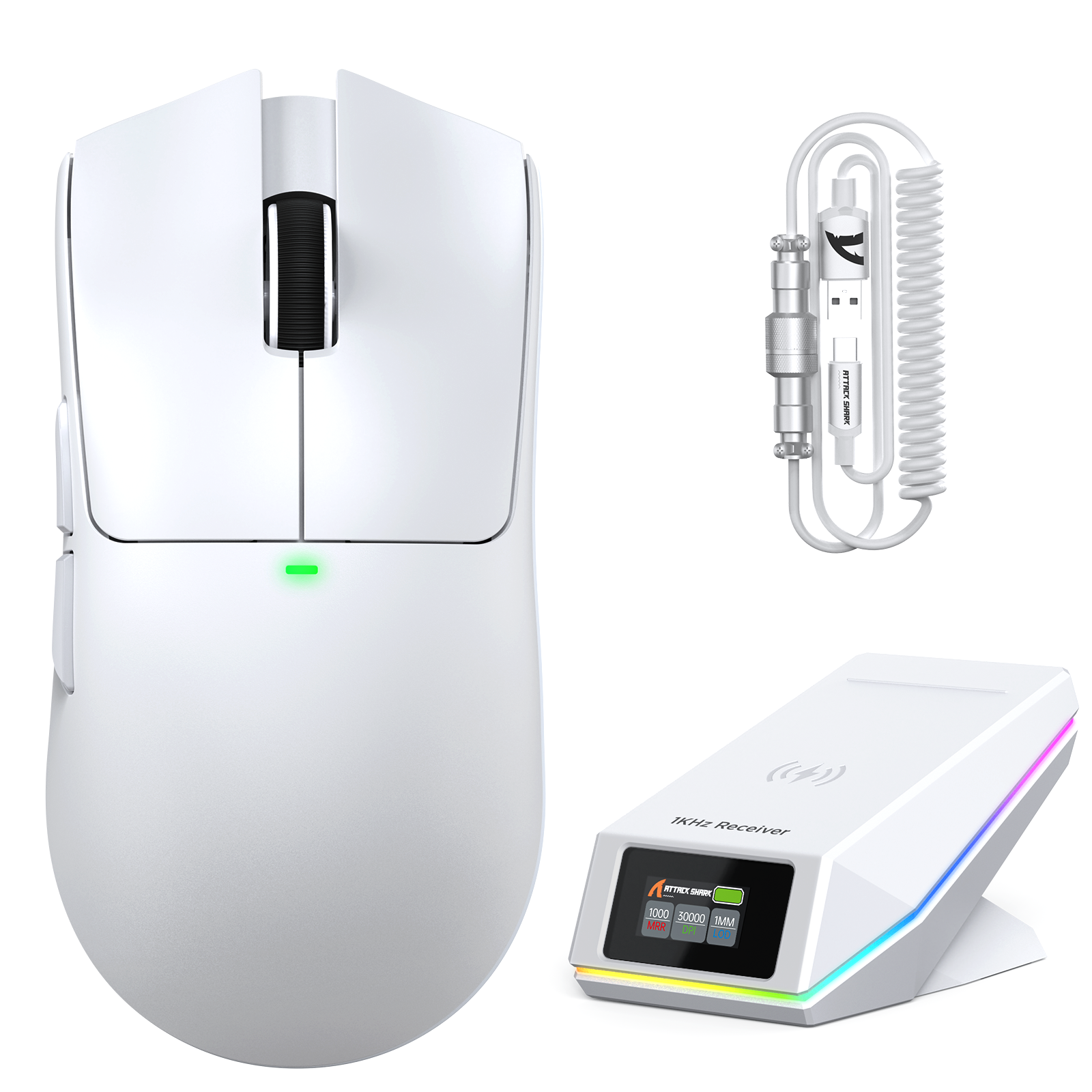 Souris de jeu sans fil ATTACK SHARK X11 PRO V2 avec écran TFT, station de charge et câble enroulé C06