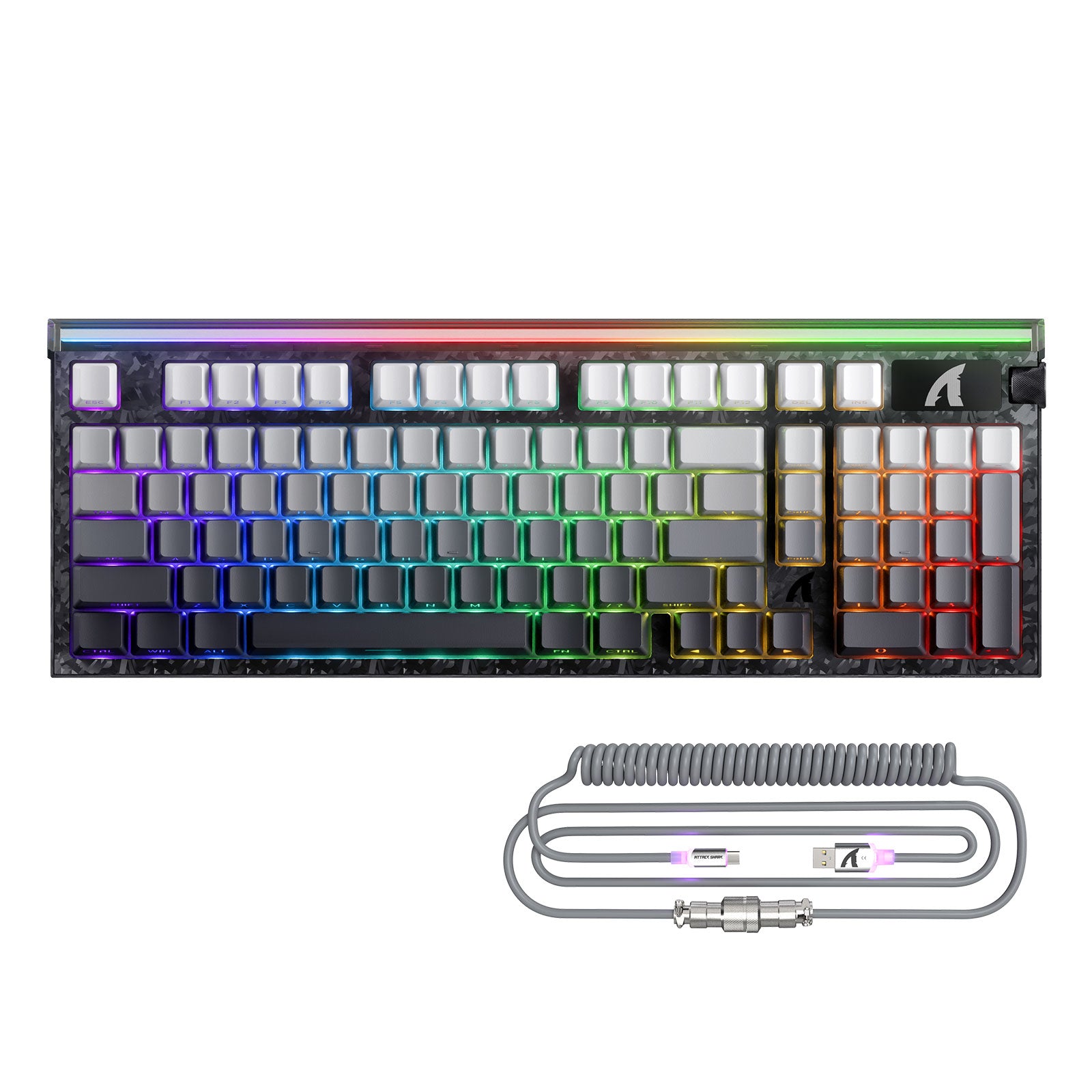 Clavier filaire ATTACK SHARK R98 HE en fibre de carbone avec déclencheur rapide, interrupteur magnétique, câble enroulé Ultra RGB C01