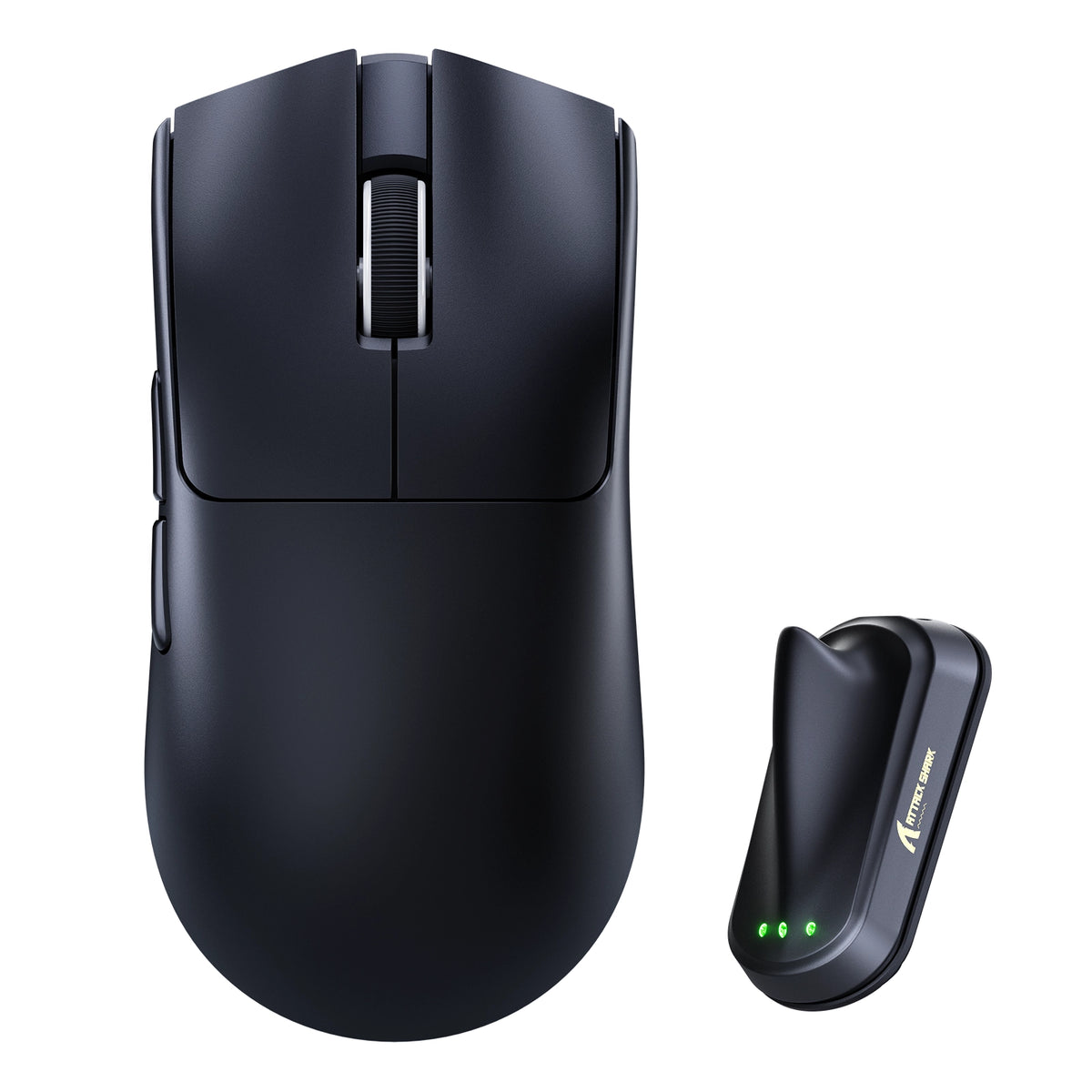 Black ATTACK SHARK MEGA B2 wireless gaming mouse with 8K receiver