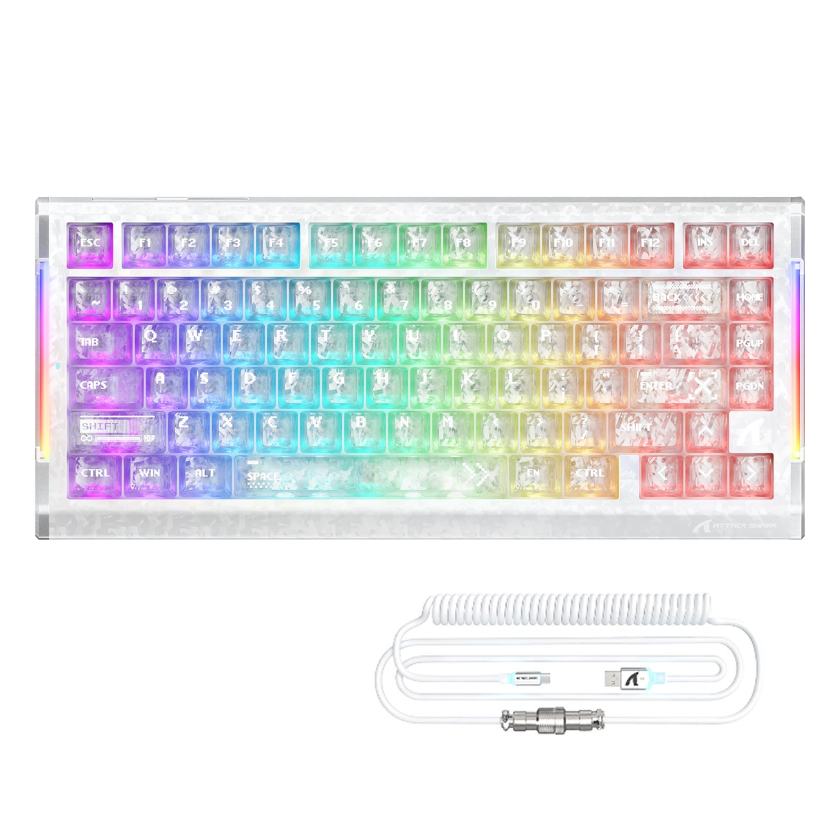 Clavier gaming filaire ATTACK SHARK R86 HE en fibre de carbone avec déclenchement rapide, switches magnétiques, câble spiralé RGB C01 ULTRA