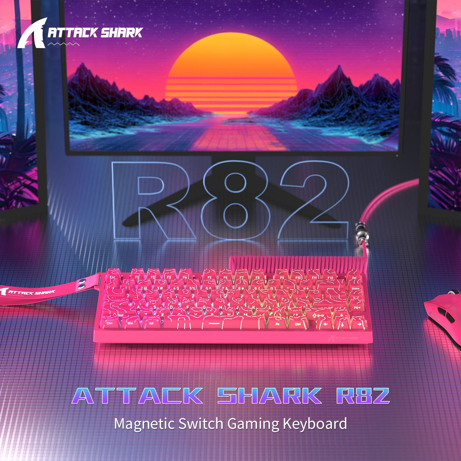 Clavier de jeu filaire ATTACK SHARK R82 HE 75 % avec câble LED C01ULTRA