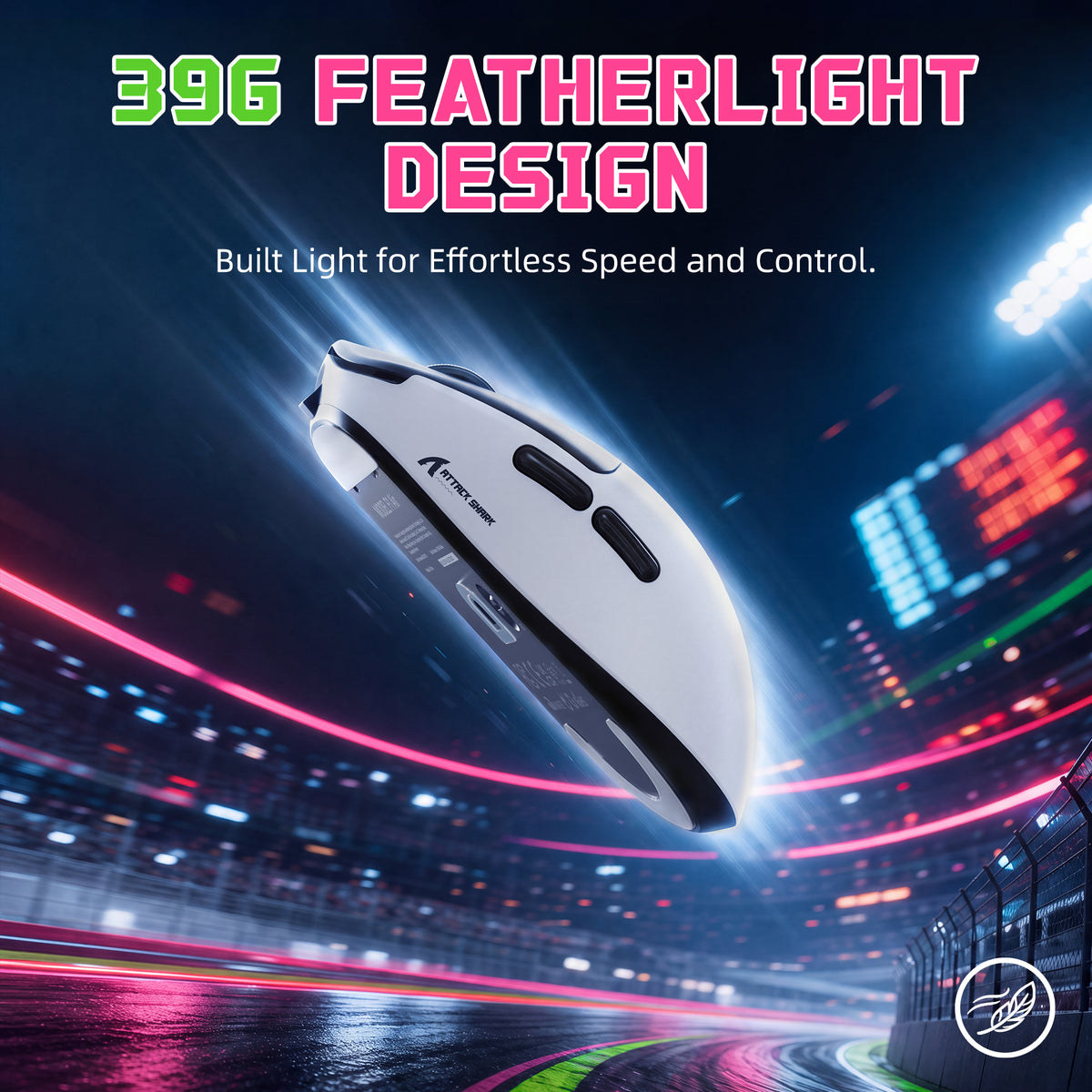 Souris gaming sans fil ATTACK SHARK F1 AIR 39g avec capteur PAW3955MAX et câble C06 Ultra