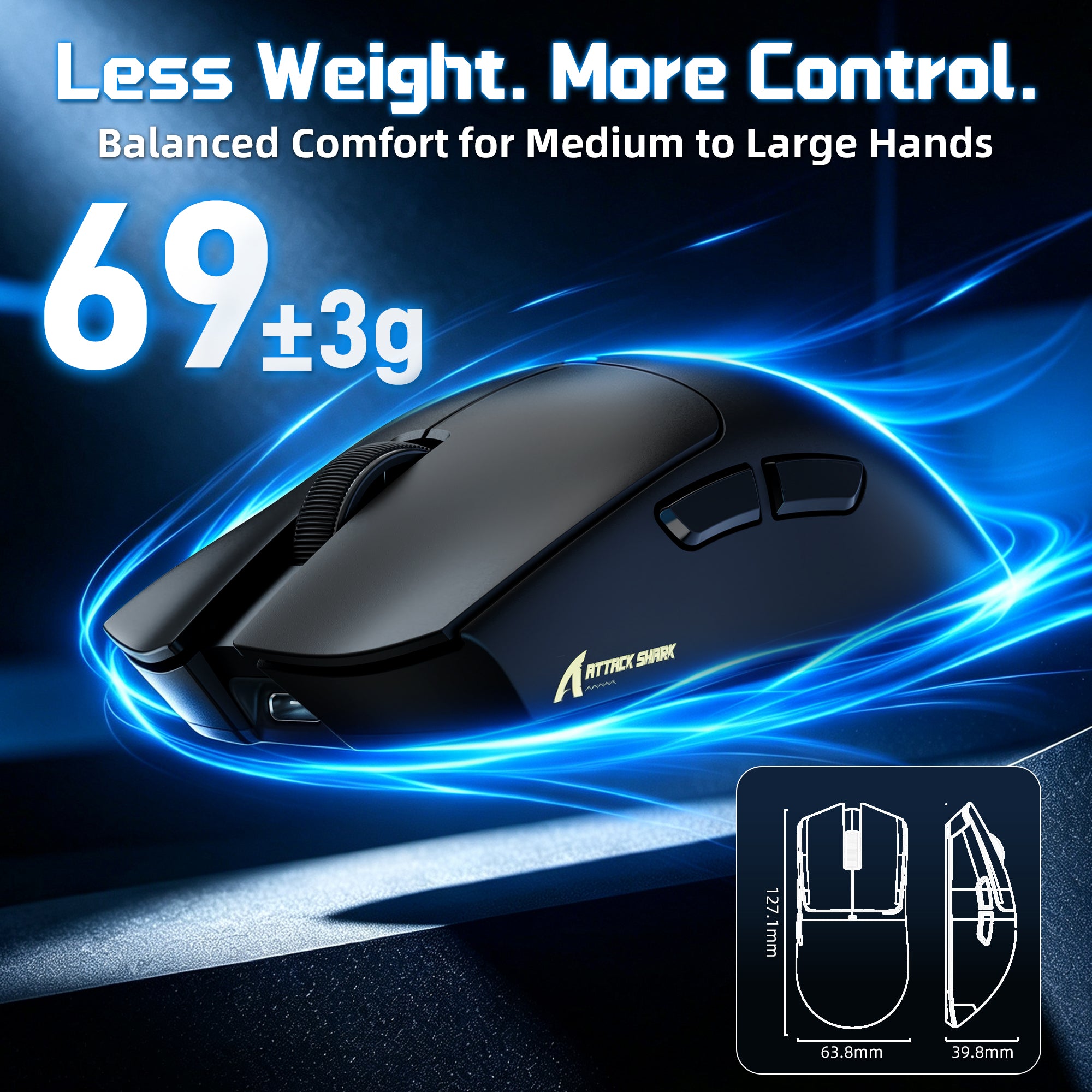 Souris de jeu sans fil ATTACK SHARK X11 PRO V2 avec station de charge et écran TFT