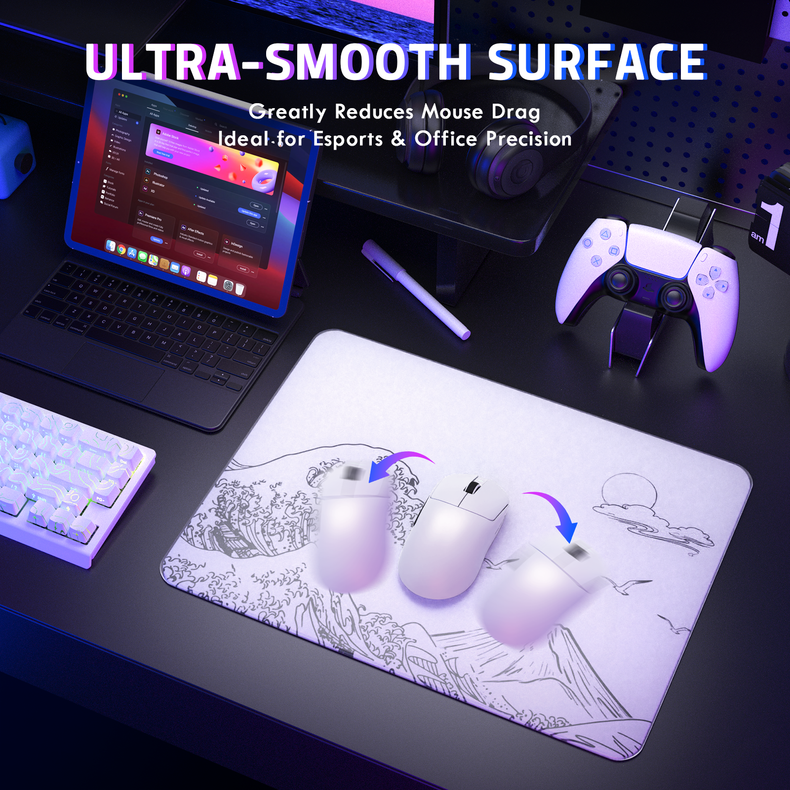 Tapis de souris gaming en verre trempé ATTACK SHARK CM05