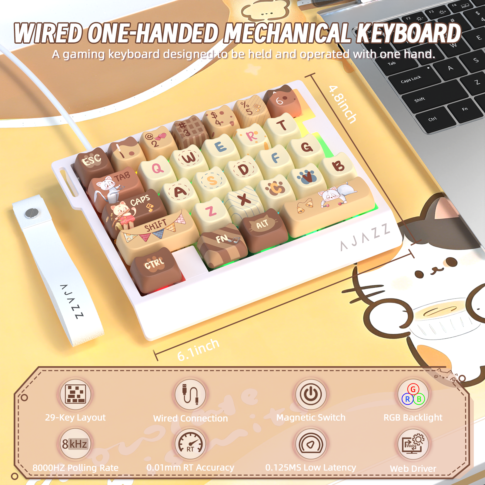 Clavier de jeu filaire à une main ATTACK SHARK X AJAZZ AK029