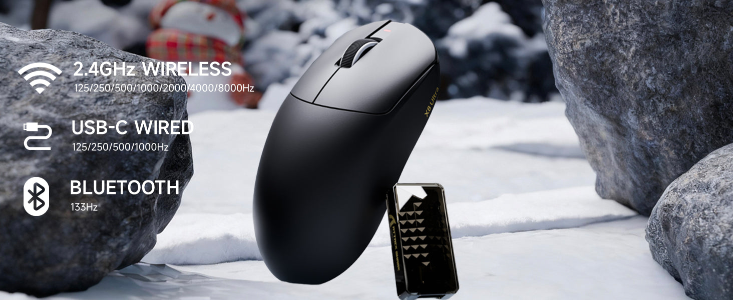 Souris de jeu sans fil ATTACK SHARK X8 Ultra 8KHz avec câble C06 Ultra