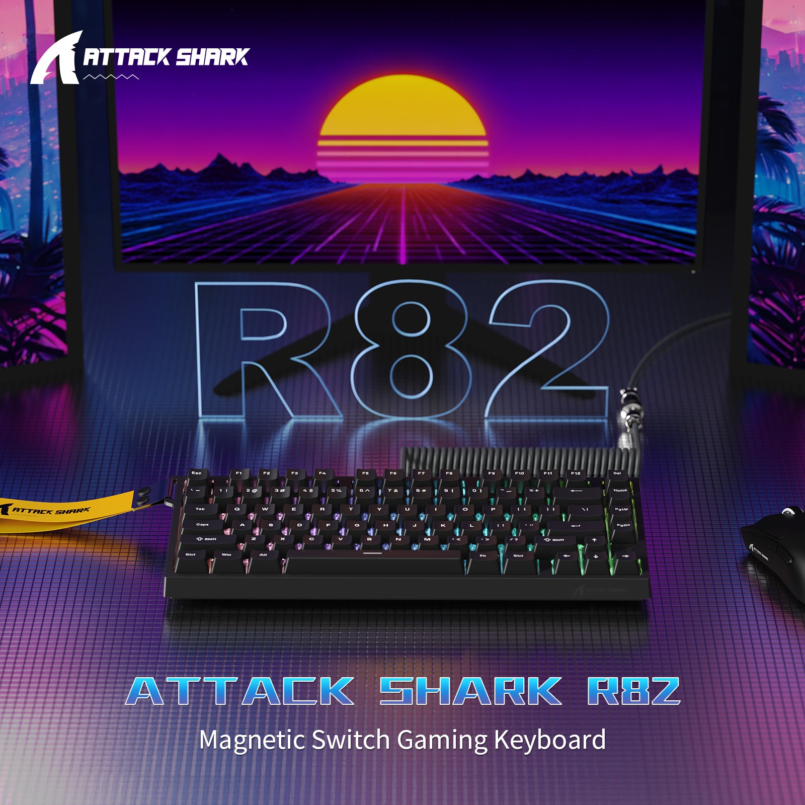 Clavier de jeu filaire ATTACK SHARK R82 HE 75 % avec câble LED C01ULTRA