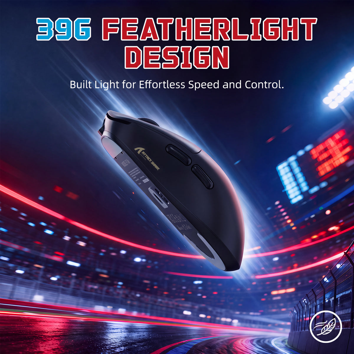 Souris gaming sans fil ATTACK SHARK F1 AIR 39g avec capteur PAW3955MAX et câble C06 Ultra