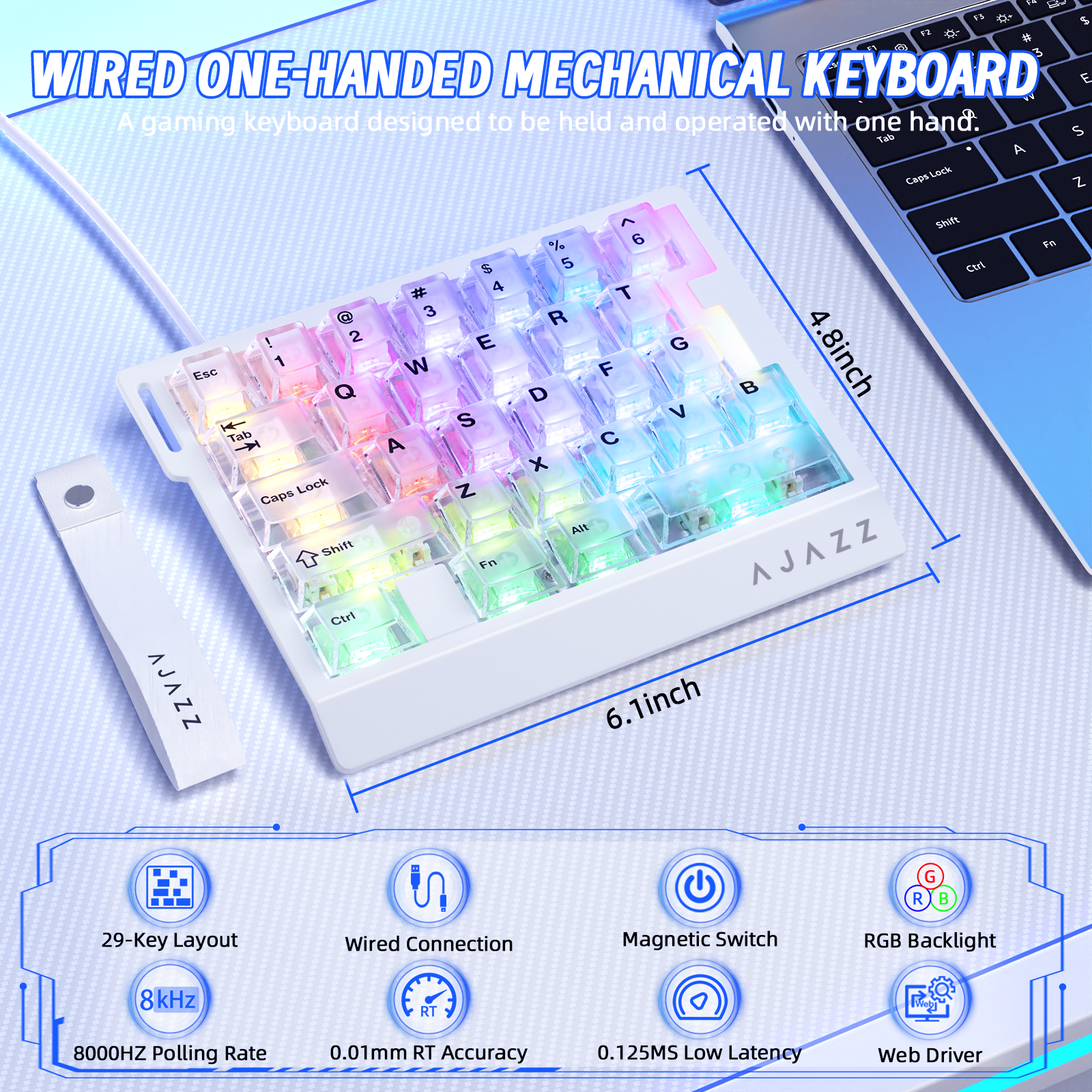 Clavier de jeu filaire à une main ATTACK SHARK X AJAZZ AK029