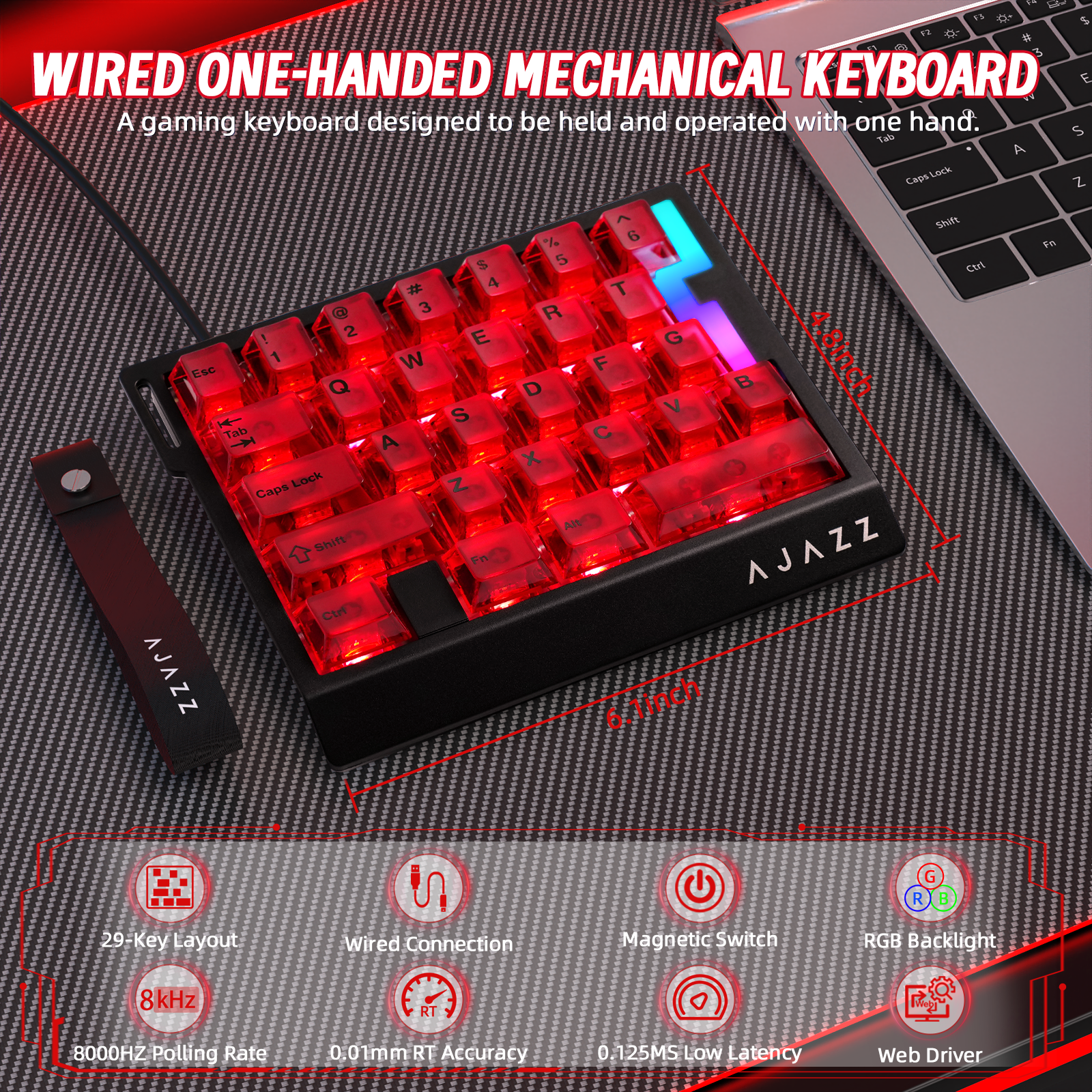 Clavier de jeu filaire à une main ATTACK SHARK X AJAZZ AK029