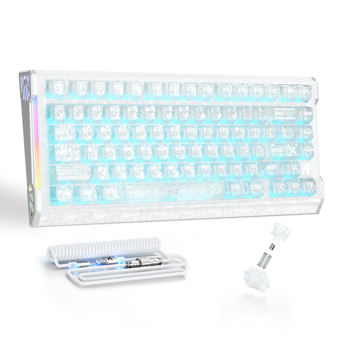 Clavier gaming filaire ATTACK SHARK R86 HE en fibre de carbone avec déclenchement rapide, switches magnétiques, câble spiralé RGB C01 ULTRA
