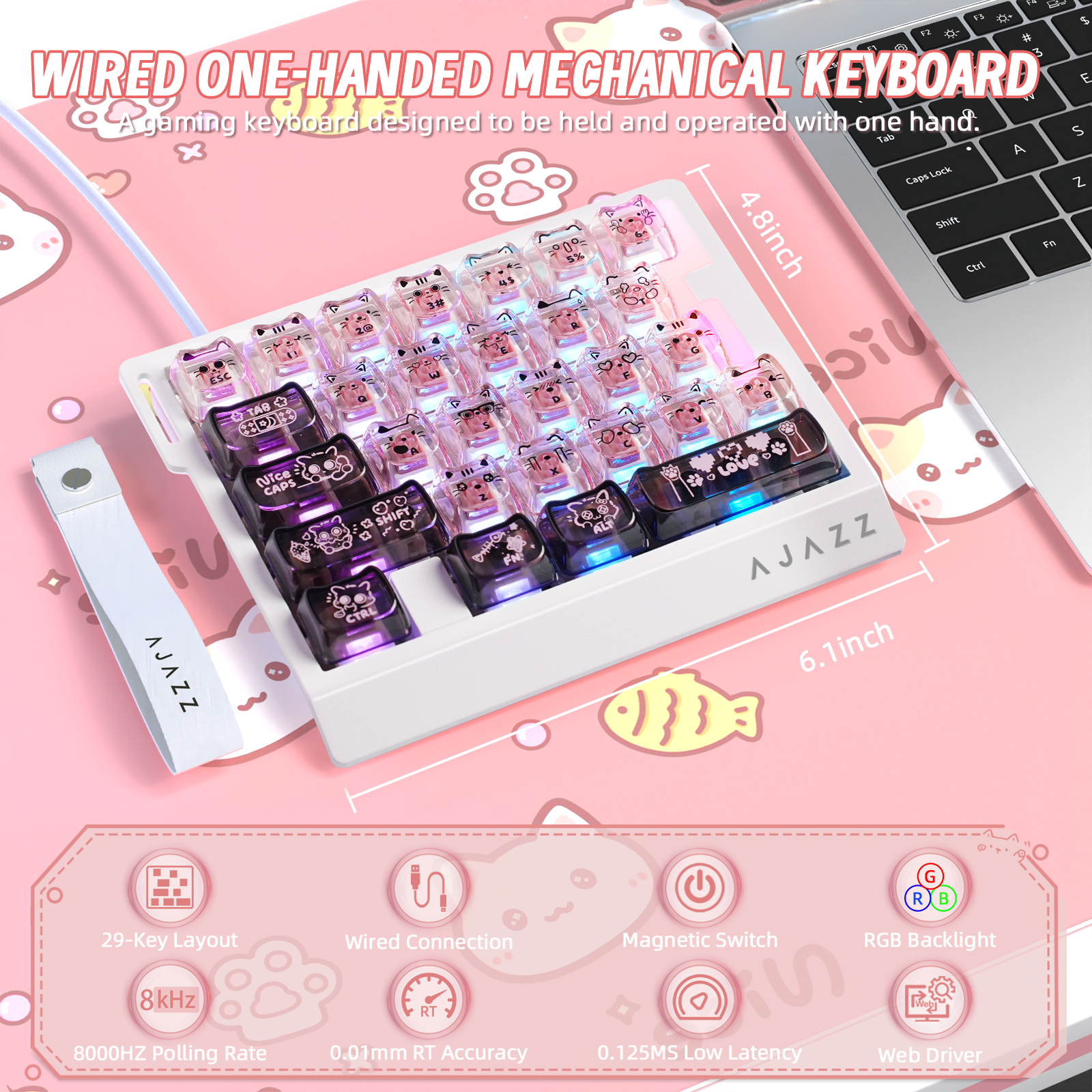 Clavier de jeu filaire à une main ATTACK SHARK X AJAZZ AK029