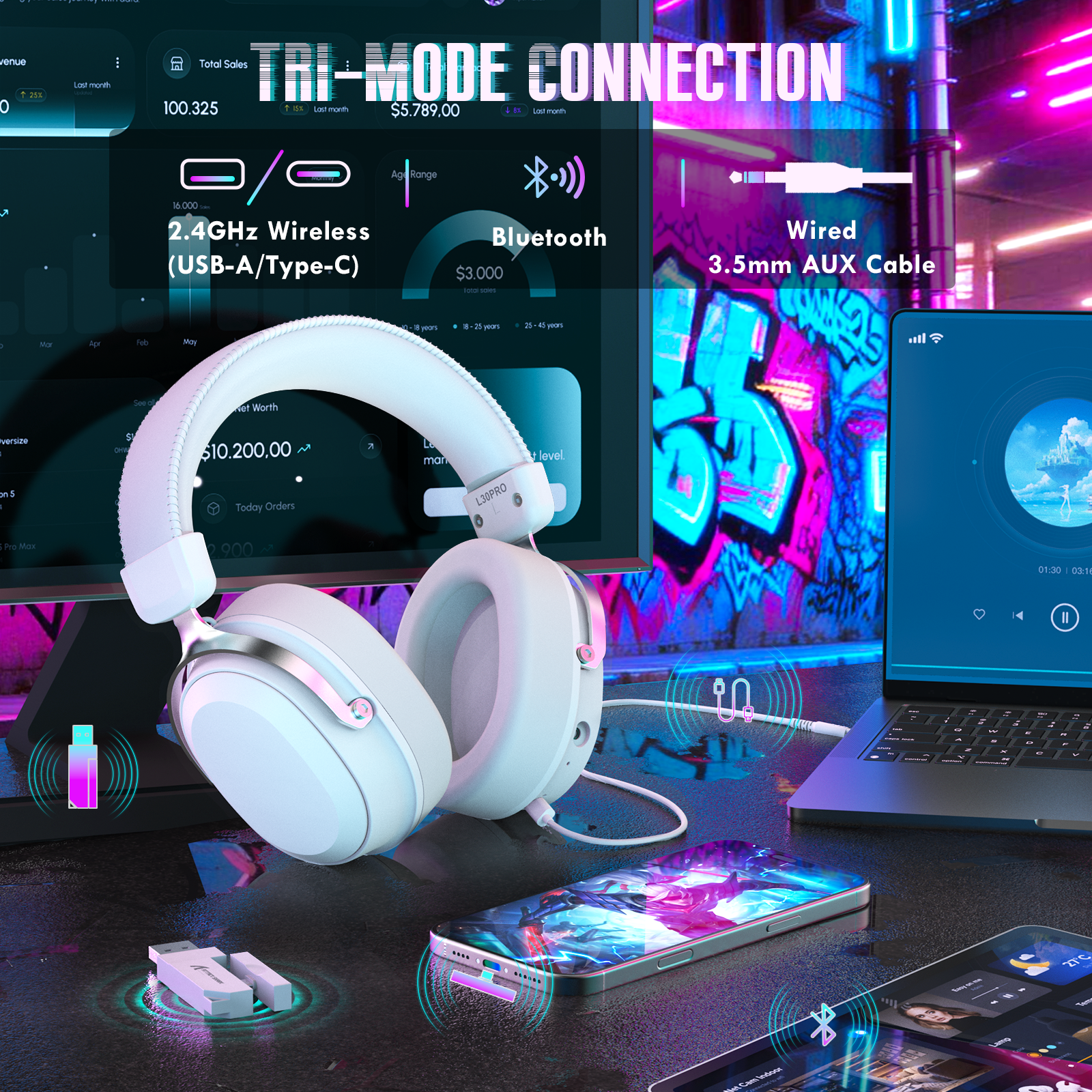 Casque de jeu sans fil ATTACK SHARK L30PRO