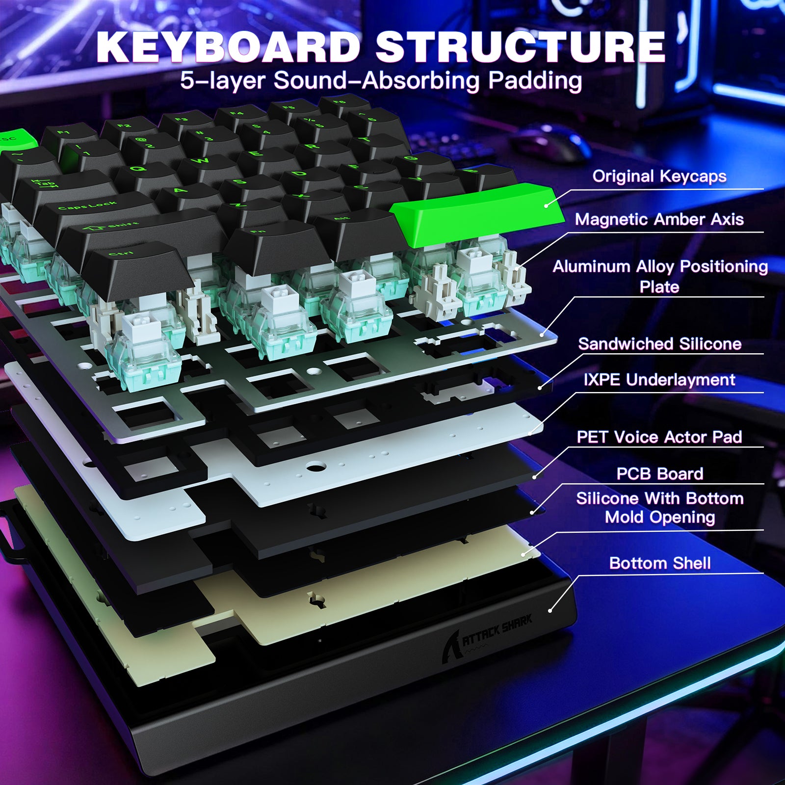 Clavier à interrupteur magnétique à une main ATTACK SHARK M36 HE