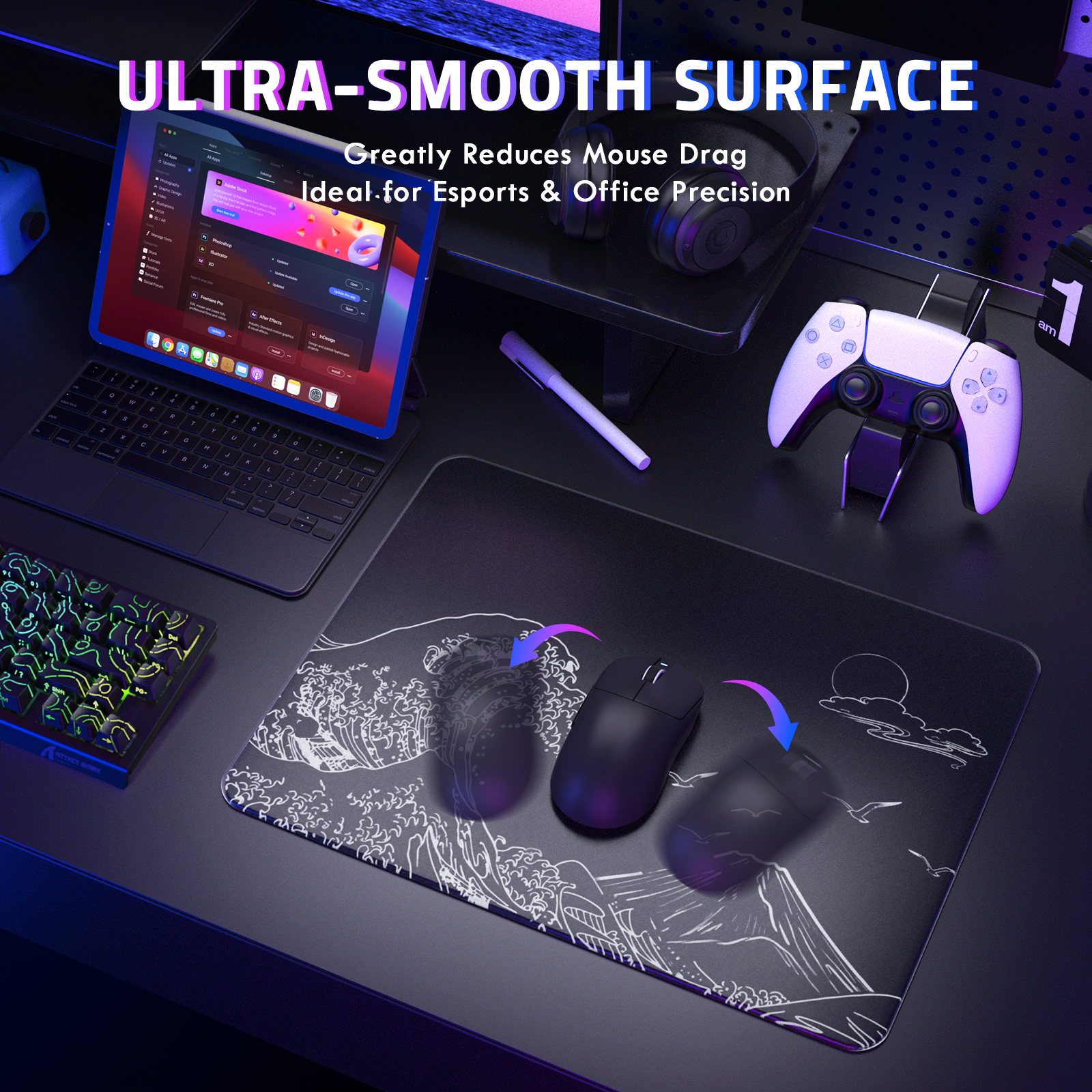 Tapis de souris gaming en verre trempé ATTACK SHARK CM05