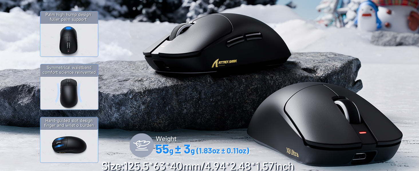 Souris de jeu sans fil ATTACK SHARK X8 Ultra 8KHz avec câble C06 Ultra