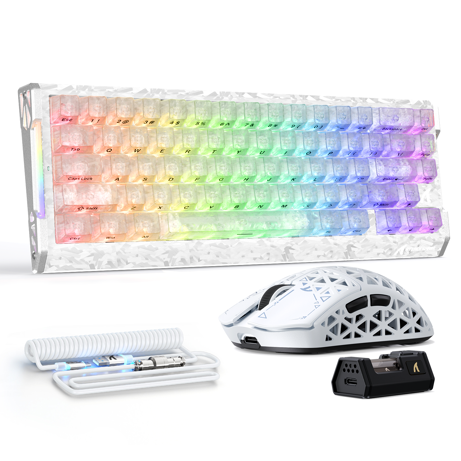 Pack gaming ATTACK SHARK R68 HE & R5 ULTRA en fibre de carbone avec câble spiralé C01ULTRA