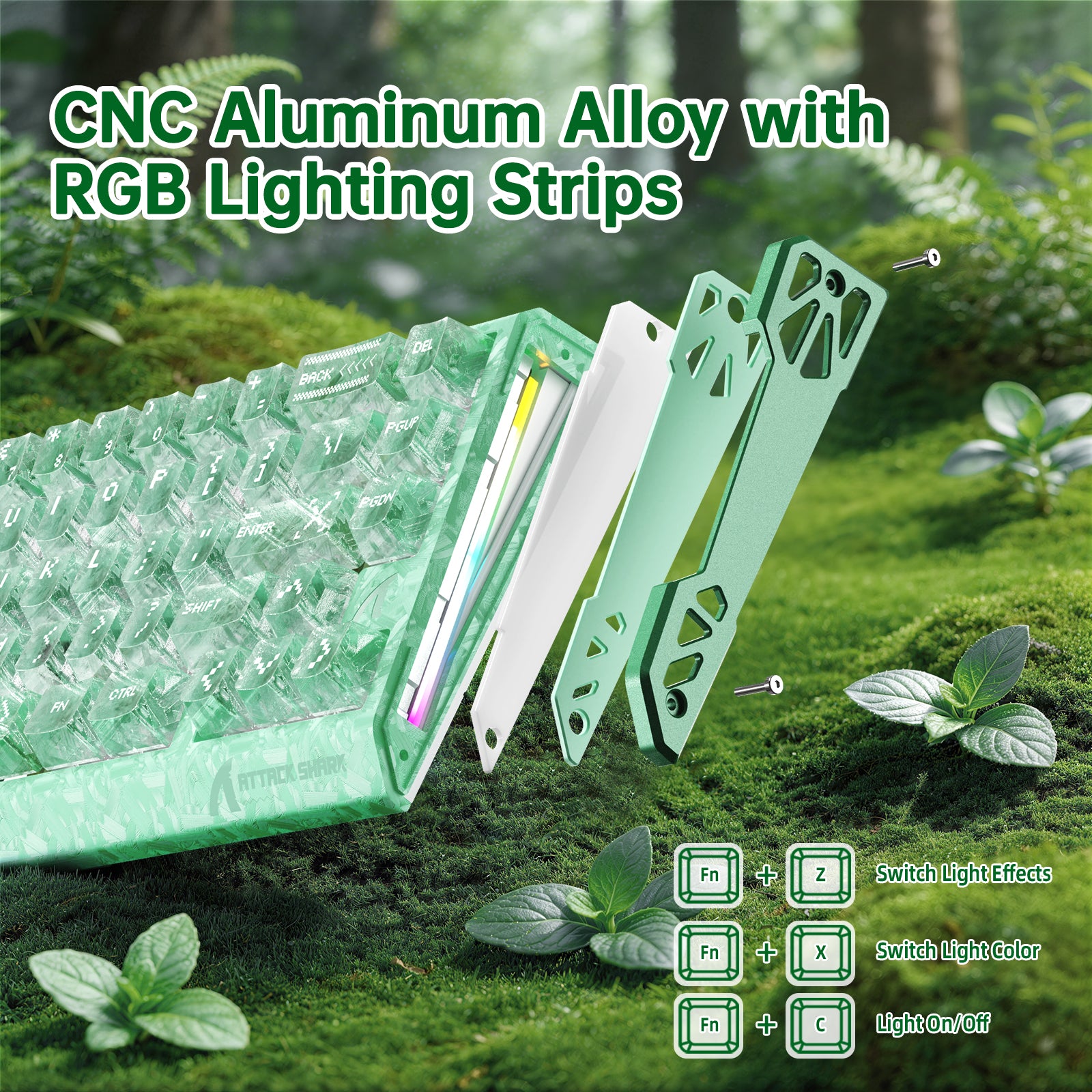 Clavier filaire à déclenchement rapide en fibre de carbone ATTACK SHARK R68 HE avec interrupteur magnétique et câble RGB en spirale C01 Ultra