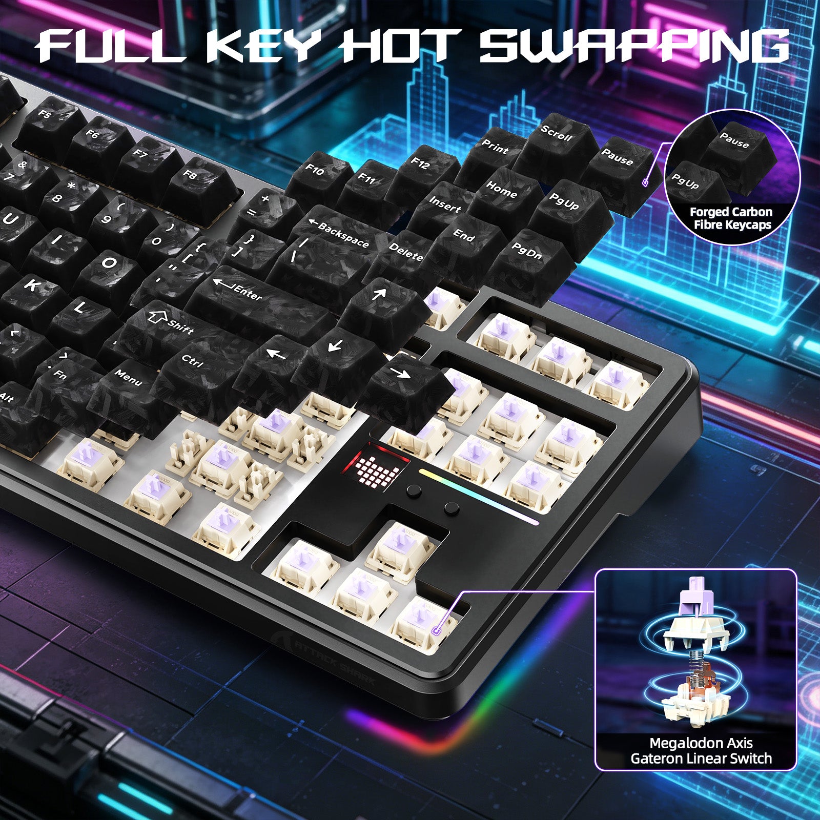 Clavier Gaming Sans Fil ATTACK SHARK X87 ULTRA avec Récepteur 8KHz et Câble RGB en Spirale