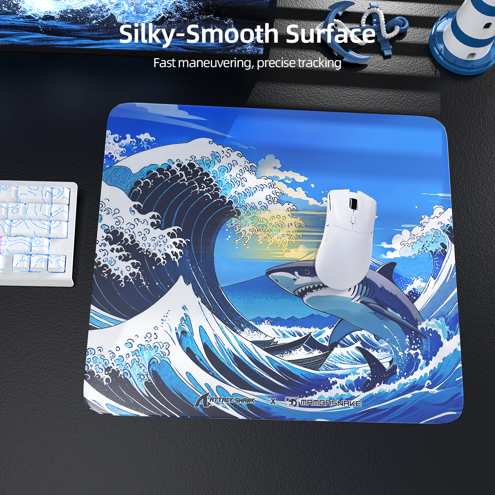 Tapis de souris gaming en verre trempé ATTACK SHARK CM05