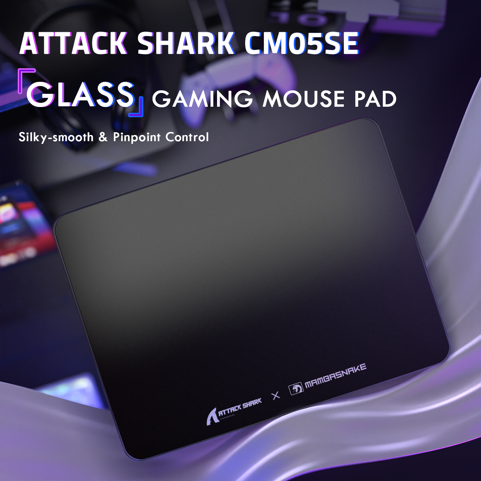 Tapis de souris gaming en verre trempé ATTACK SHARK CM05