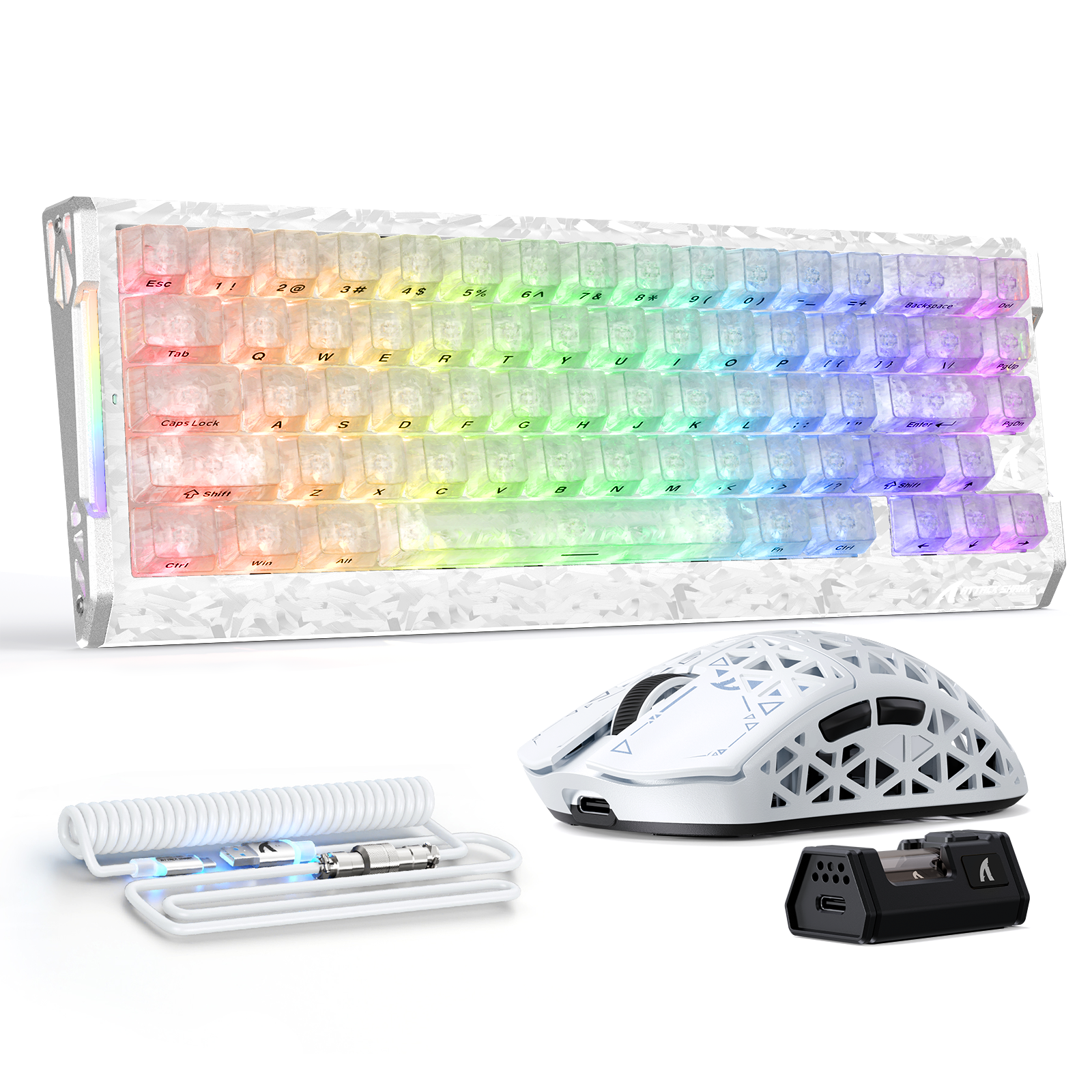 Pack gaming ATTACK SHARK R68 HE & R5 ULTRA en fibre de carbone avec câble enroulé Ultra C01