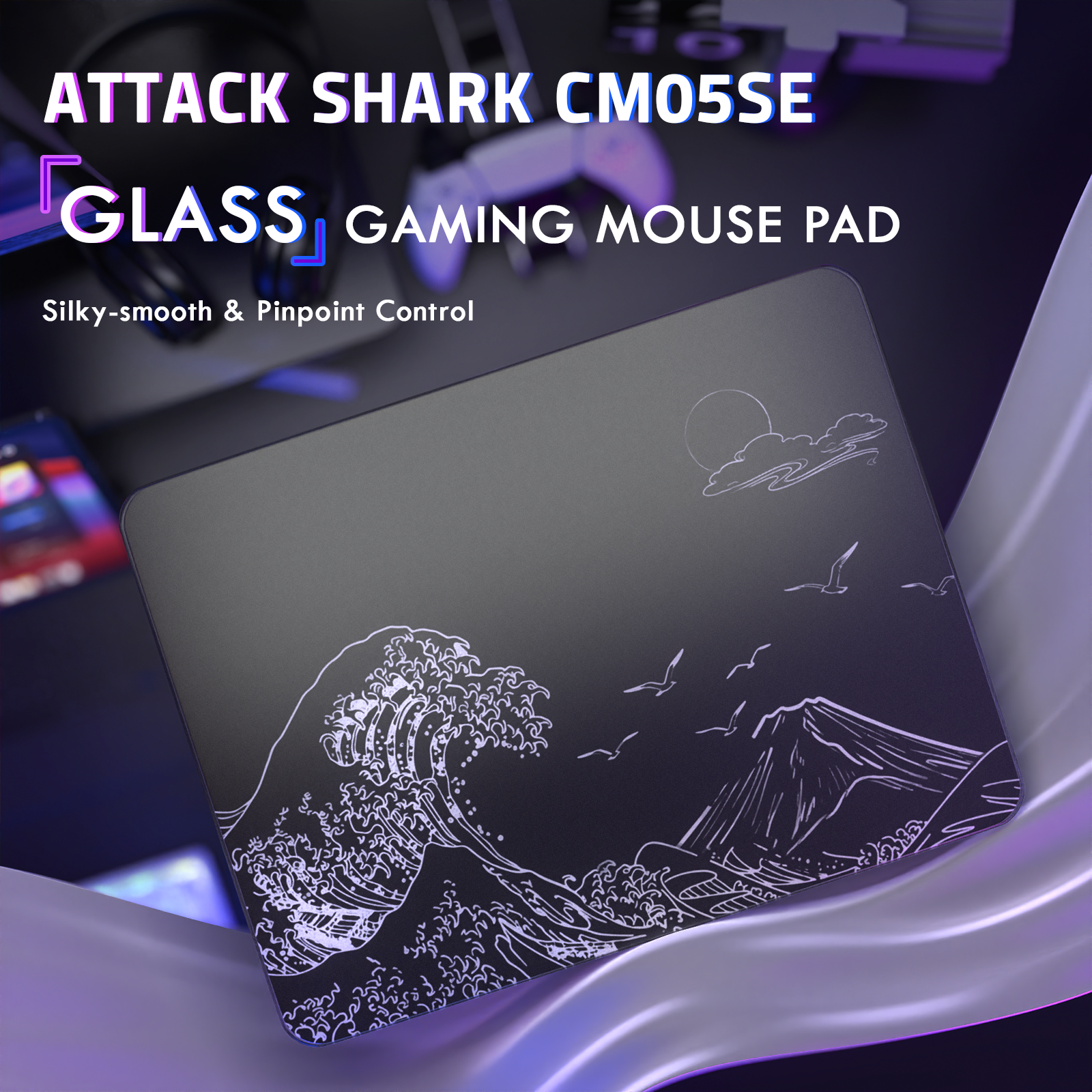 Tapis de souris gaming en verre trempé ATTACK SHARK CM05
