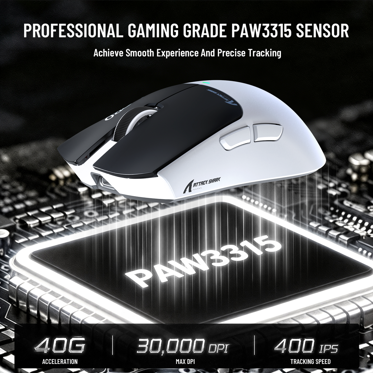 Souris de jeu sans fil ATTACK SHARK X11 PRO V2 avec écran TFT, station de charge et câble enroulé C06