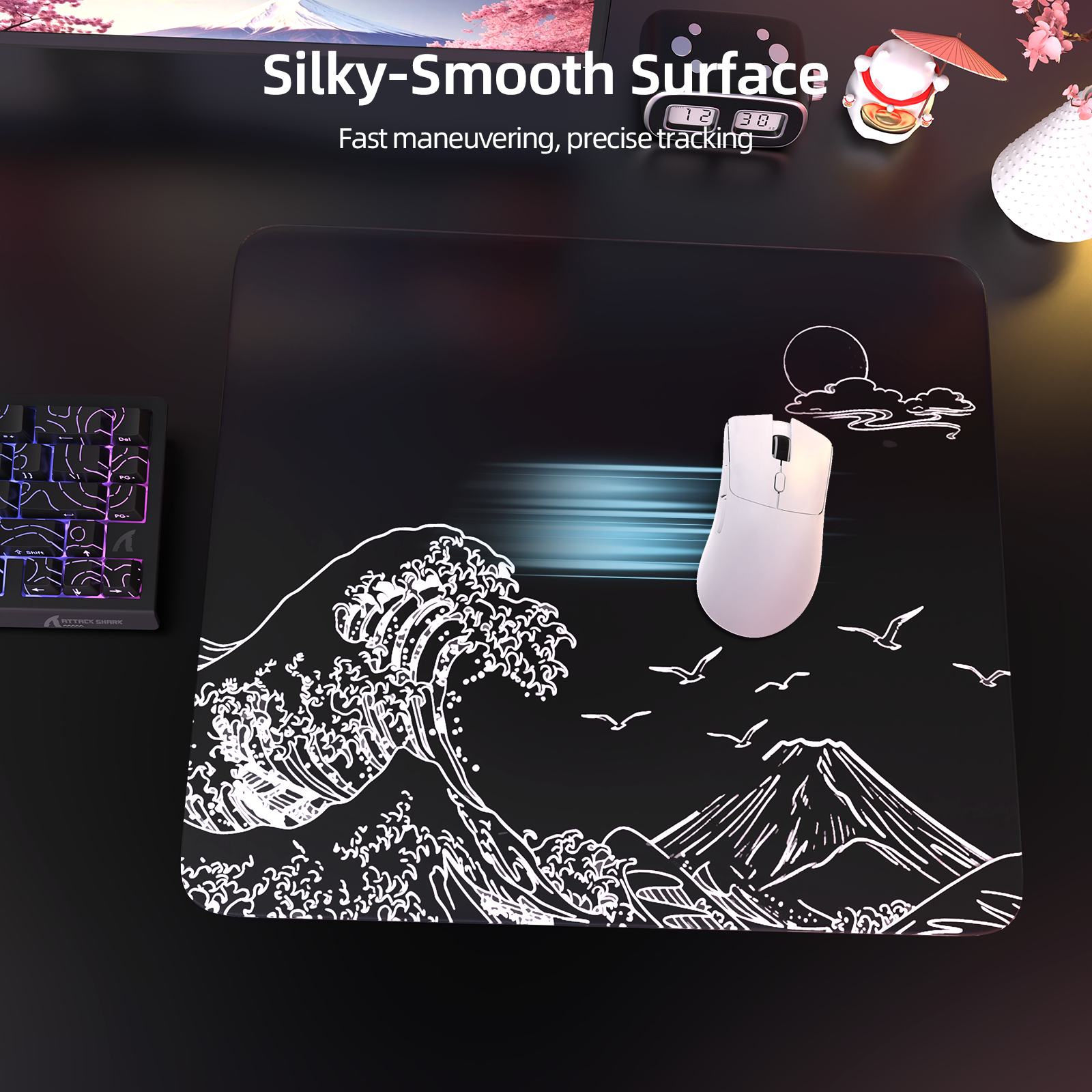 Tapis de souris gaming en verre trempé ATTACK SHARK CM05