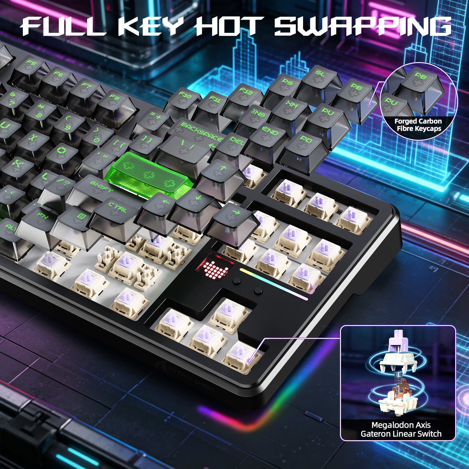 Clavier Gaming Sans Fil ATTACK SHARK X87 ULTRA avec Récepteur 8KHz et Câble RGB en Spirale