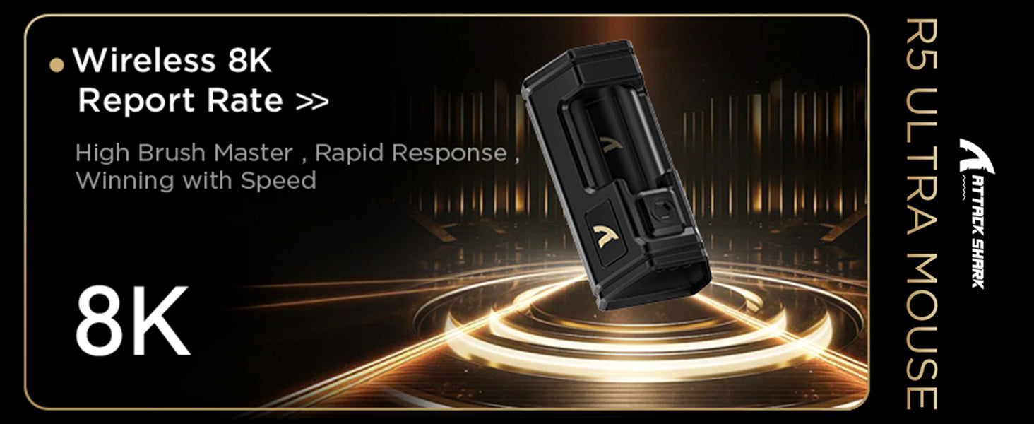 Souris de jeu sans fil 8K ATTACK SHARK R5 Ultra en fibre de carbone PAW3950MAX