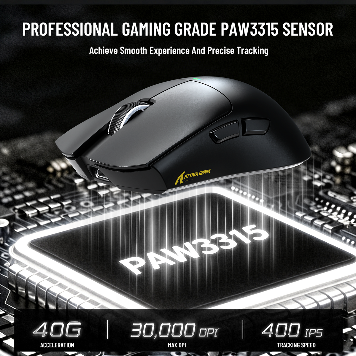 Souris de jeu sans fil ATTACK SHARK X11 PRO V2 avec écran TFT, station de charge et câble enroulé C06
