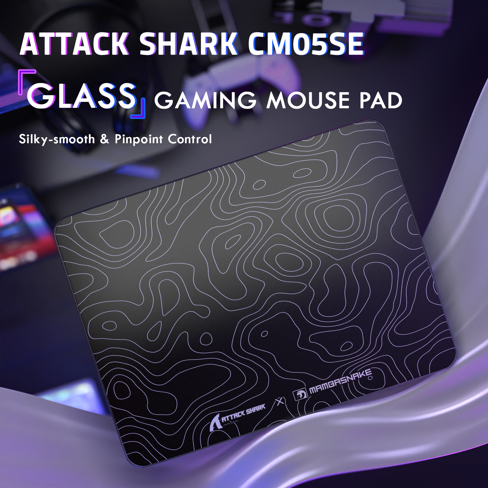 Tapis de souris gaming en verre trempé ATTACK SHARK CM05