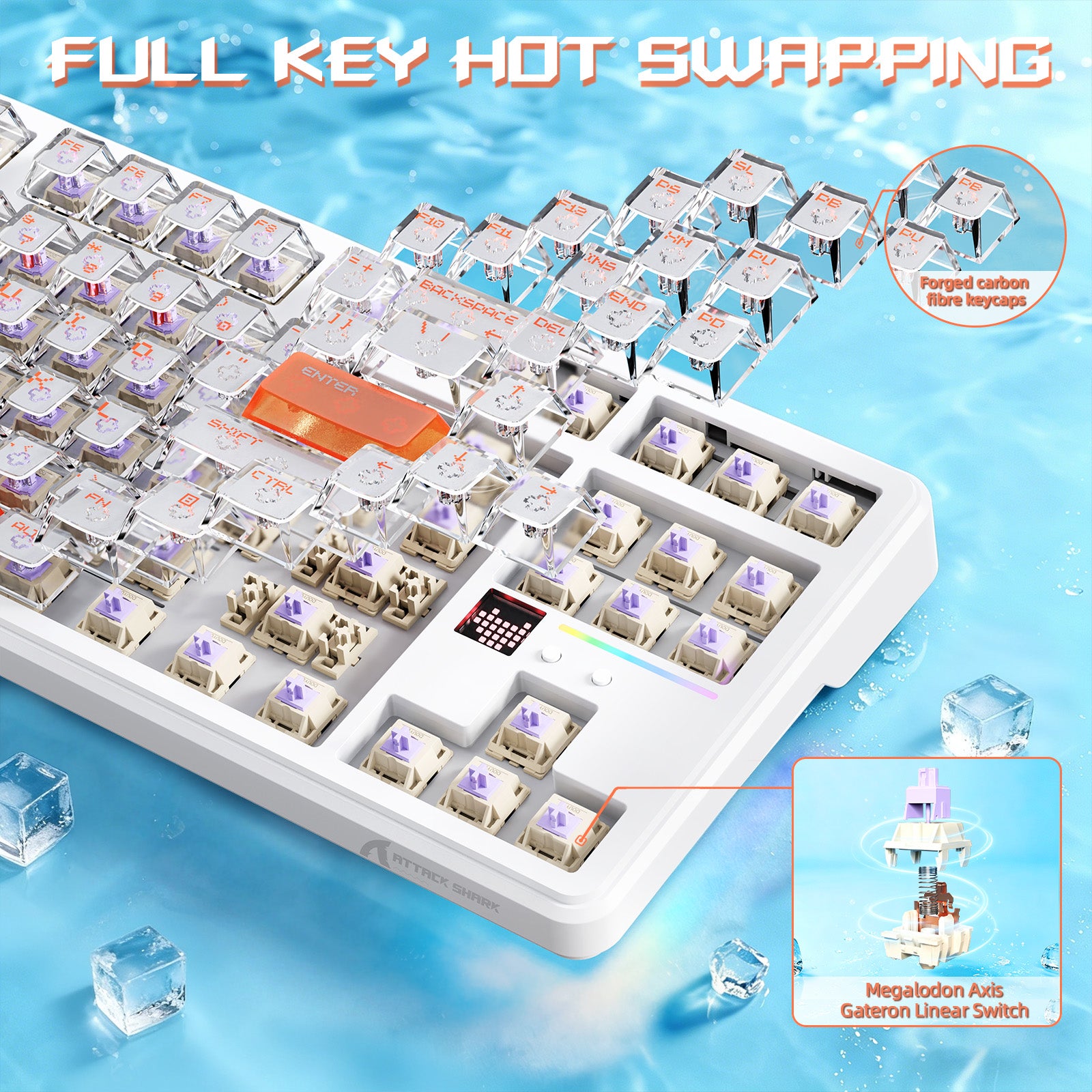 Clavier Gaming Sans Fil ATTACK SHARK X87 ULTRA avec Récepteur 8KHz et Câble RGB en Spirale