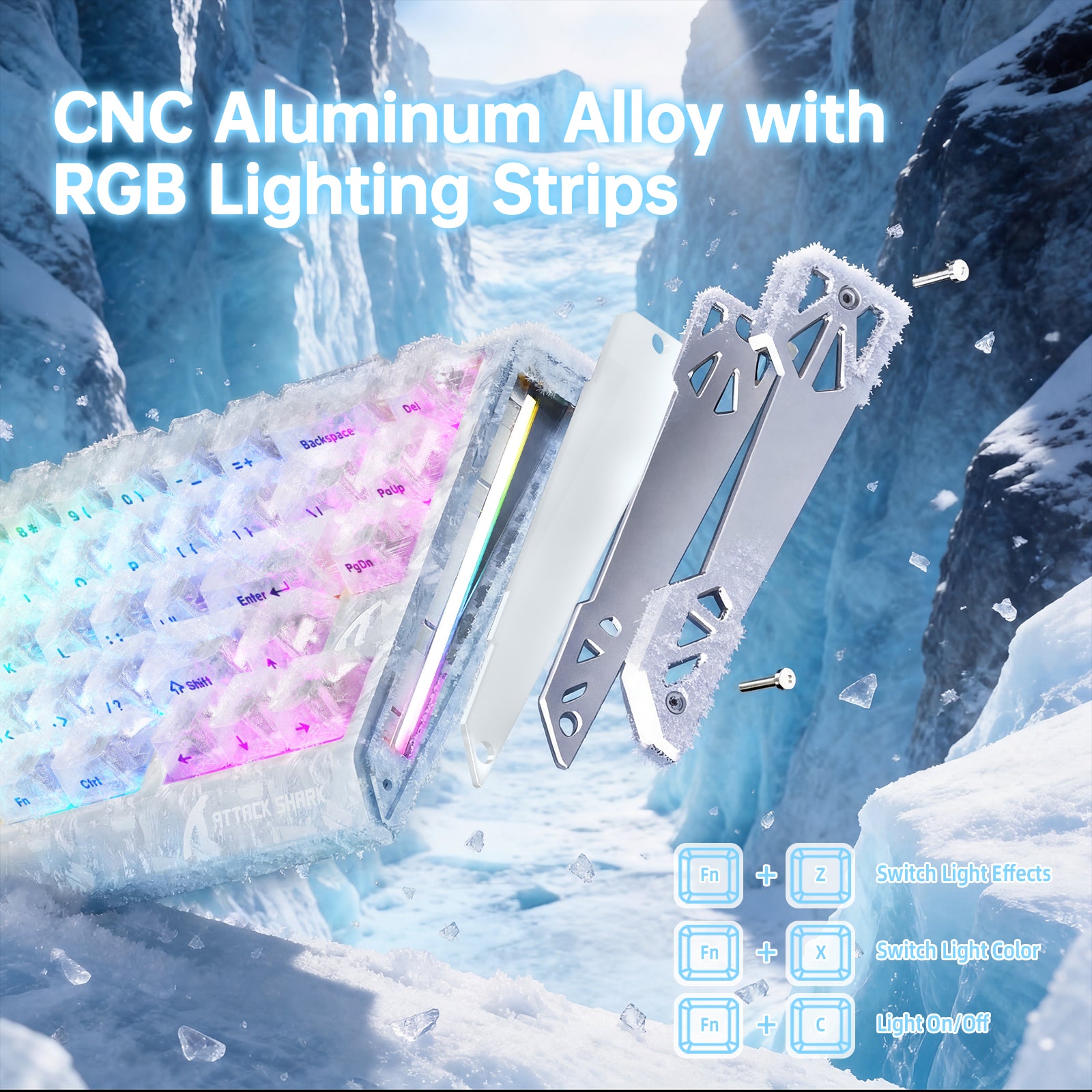 Clavier filaire à déclenchement rapide en fibre de carbone ATTACK SHARK R68 HE avec interrupteur magnétique et câble RGB en spirale C01 Ultra
