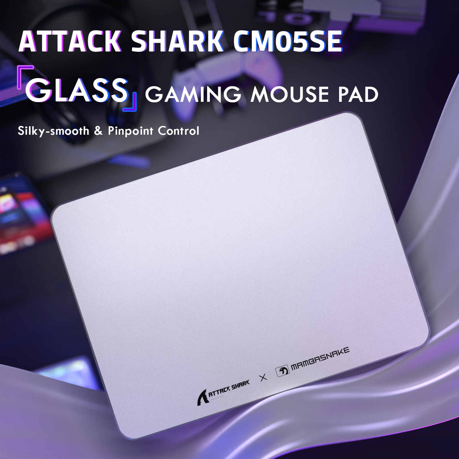 Tapis de souris gaming en verre trempé ATTACK SHARK CM05