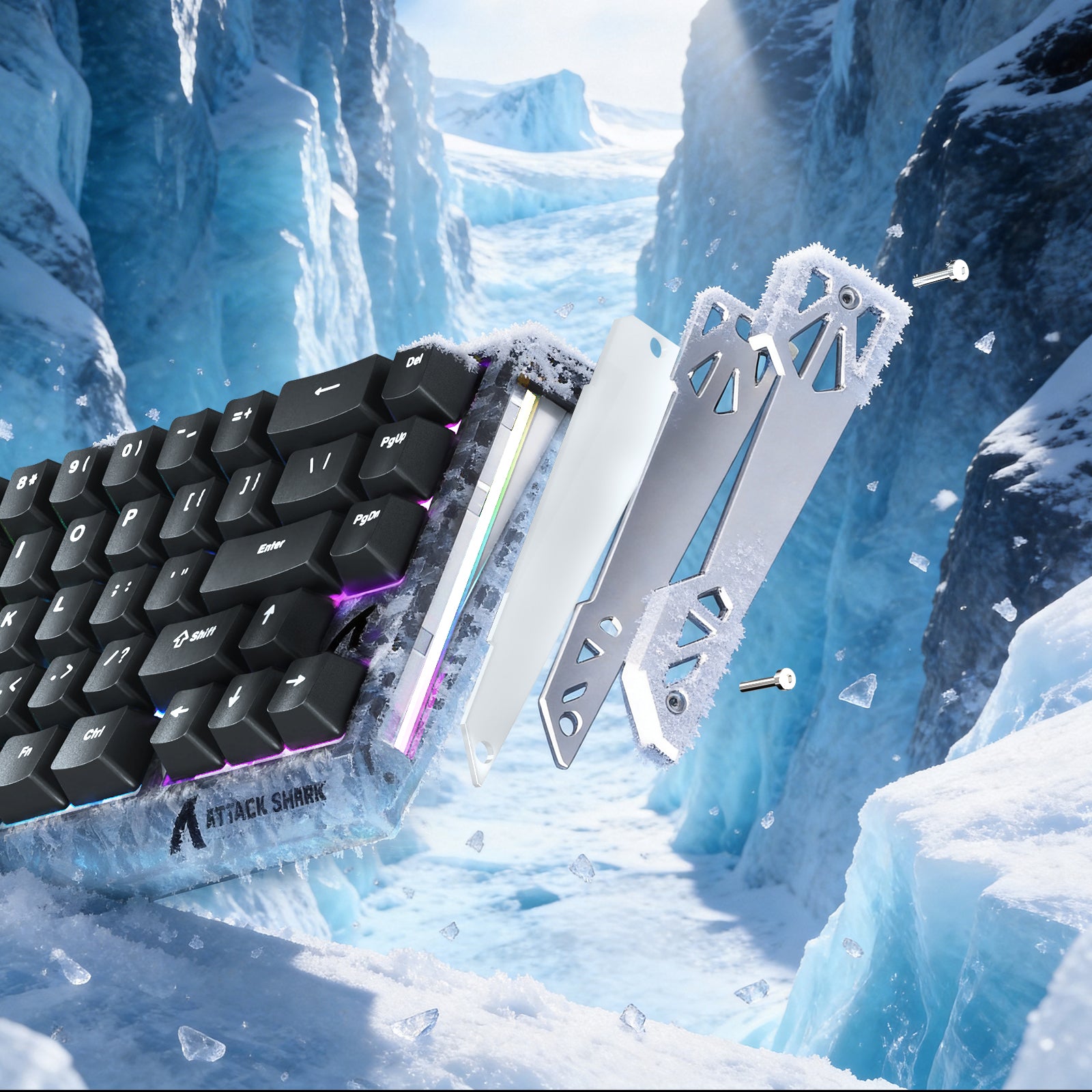 Clavier filaire à déclenchement rapide en fibre de carbone ATTACK SHARK R68 HE avec interrupteur magnétique et câble RGB en spirale C01 Ultra