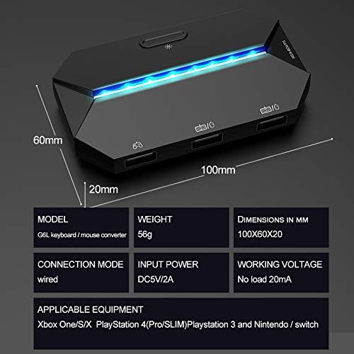 ATTACK SHARK G6L Gaming Converter with RGB backlight, dimensions 100x60x20mm, 56g weight