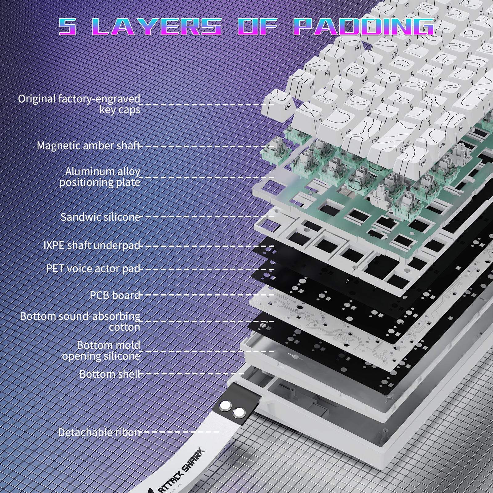 Clavier de jeu filaire ATTACK SHARK R82 HE 75 % avec câble LED C01ULTRA