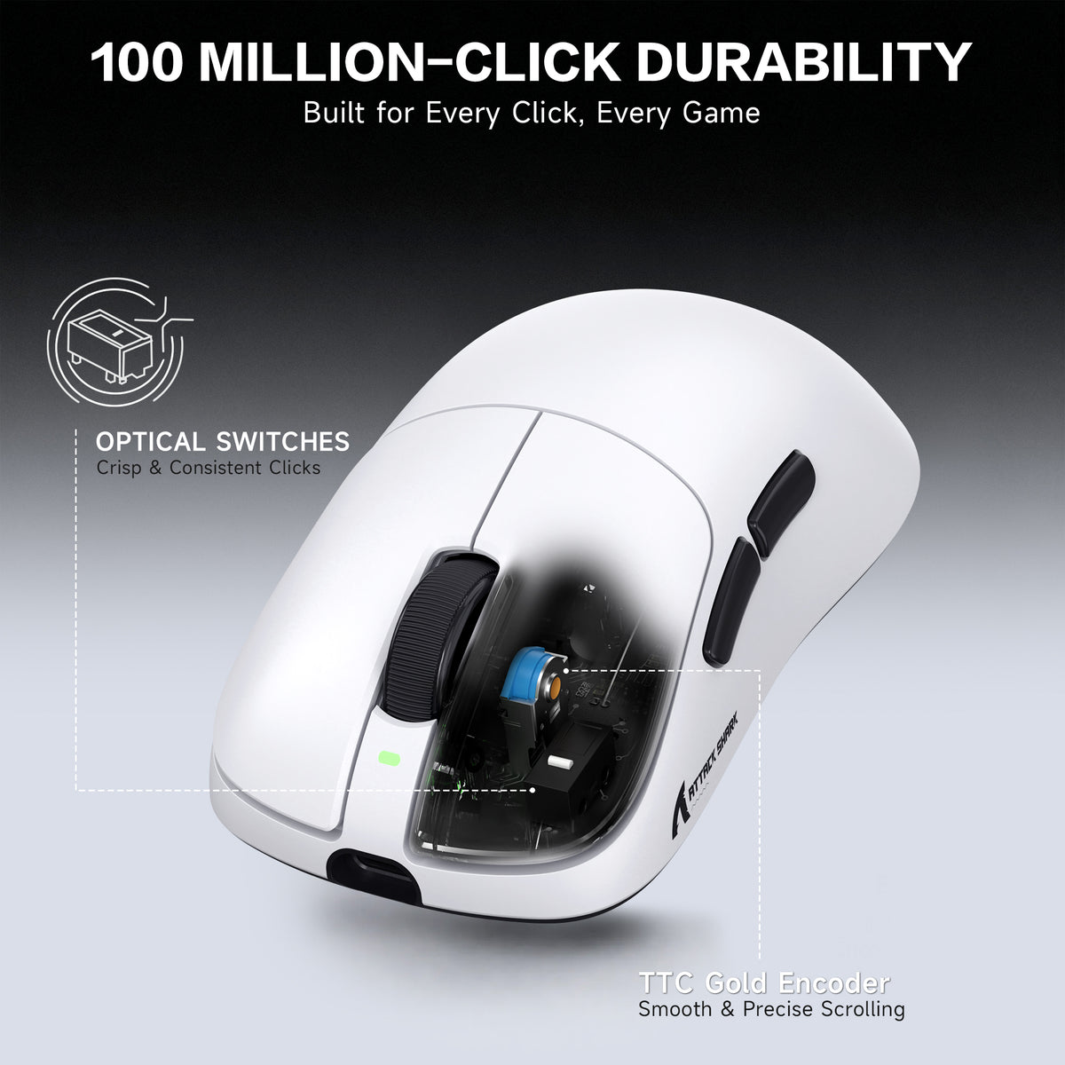 Souris gaming sans fil ergonomique ATTACK SHARK V2 AIR PAW3955MAX