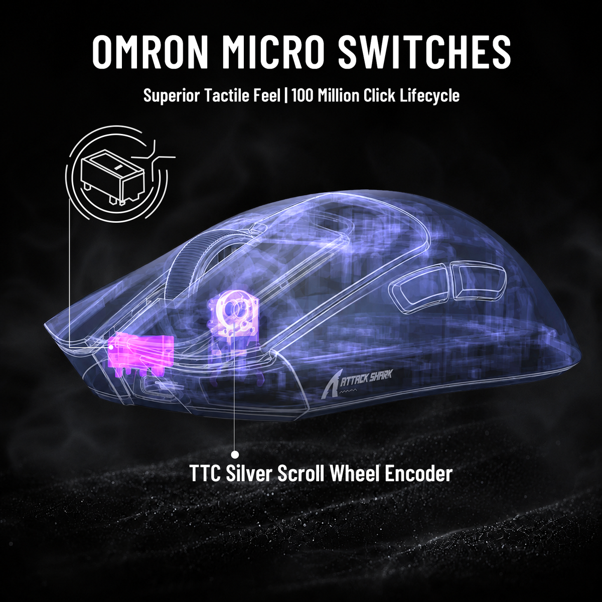 Souris de jeu sans fil ATTACK SHARK X11 PRO V2 avec écran TFT, station de charge et câble enroulé C06