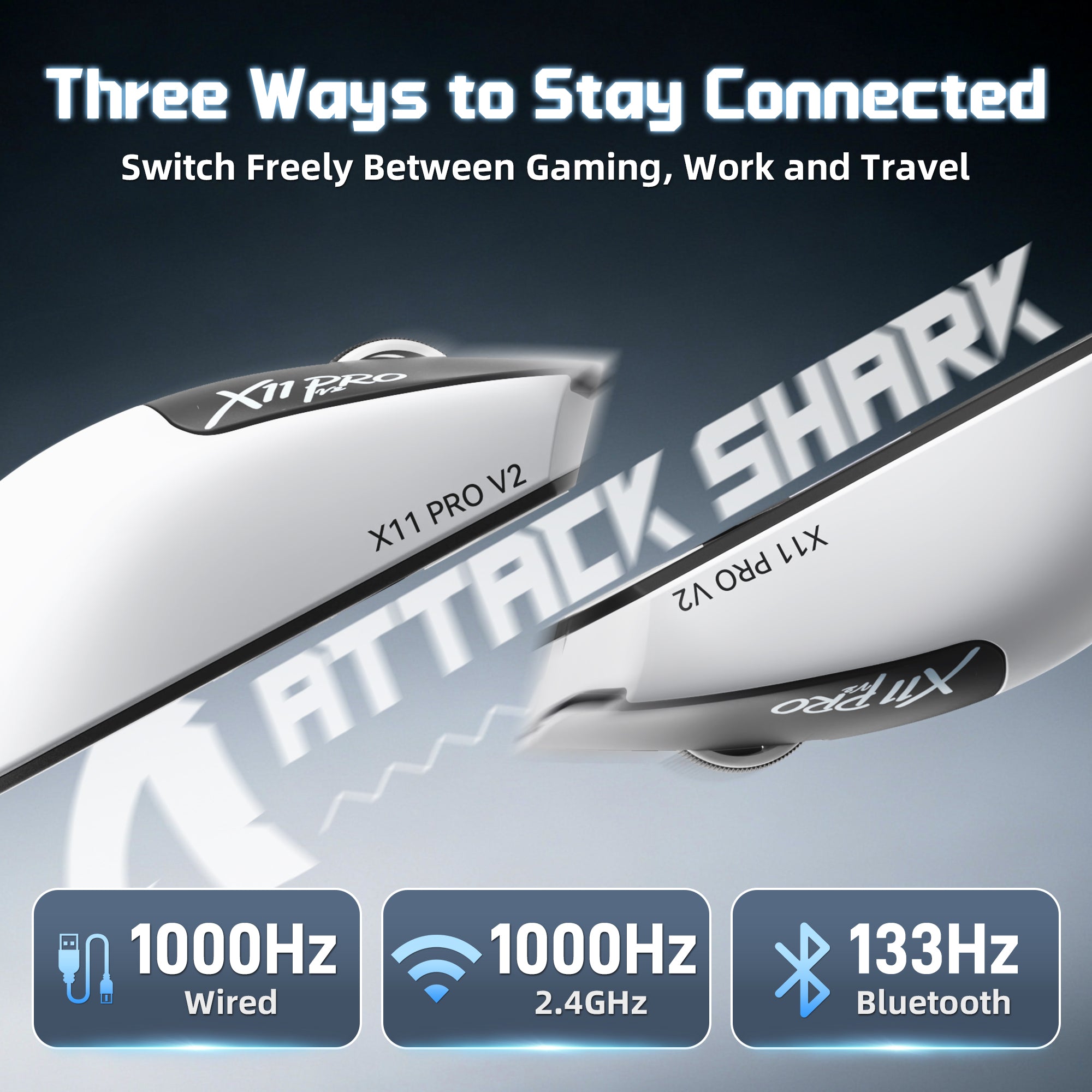 Souris de jeu sans fil ATTACK SHARK X11 PRO V2 avec station de charge et écran TFT