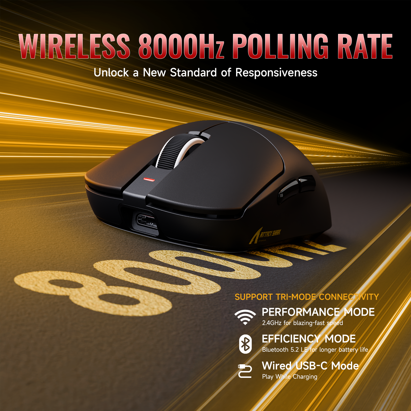 Souris de jeu sans fil légère tri-mode ATTACK SHARK X8 Series