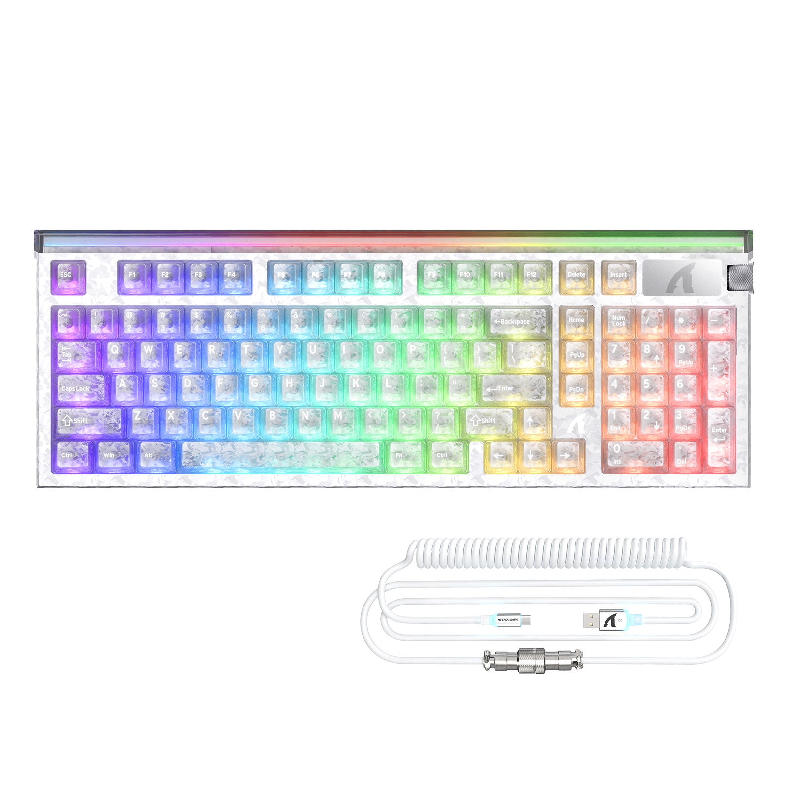 Clavier filaire ATTACK SHARK R98 HE en fibre de carbone avec déclencheur rapide, interrupteur magnétique, câble enroulé Ultra RGB C01